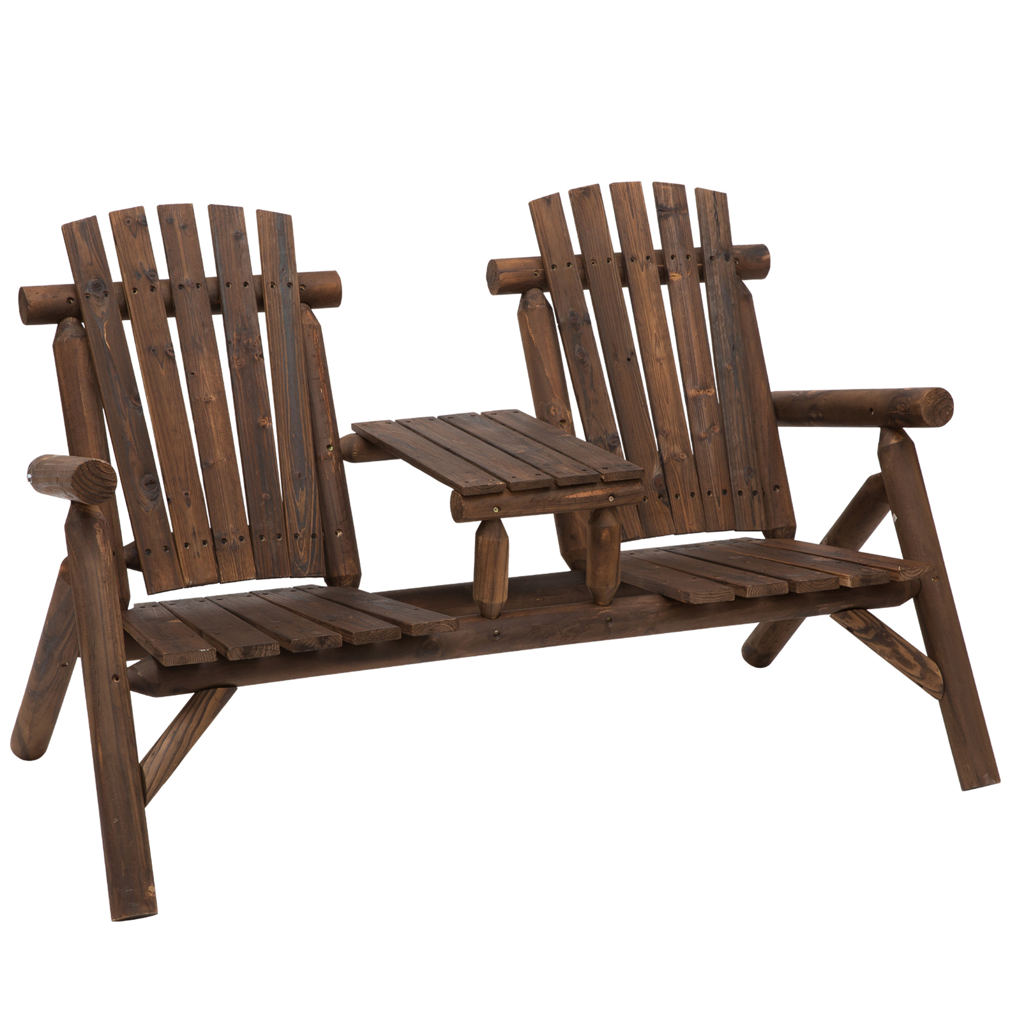 Outsunny Gartenbank mit Tisch, Gartenmöbel Set, Sitzbank mit 2 Stühlen, Massivholz, Braun, 157 x 88 x 103 cm, ideal für Terrasse & Garten   Aosom.de