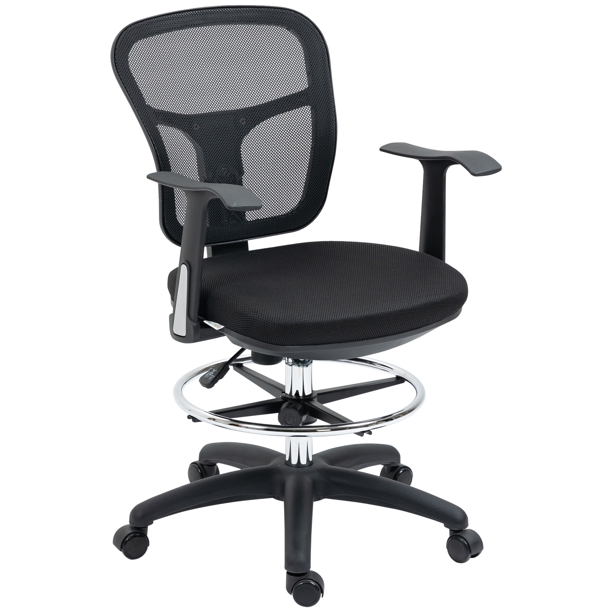 Vinsetto Bürostuhl Ergonomischer Computerstuhl 95-115 cm mit Armlehne & Fußstütze Mesh Schwarz für Büro & Homeoffice Aosom.de