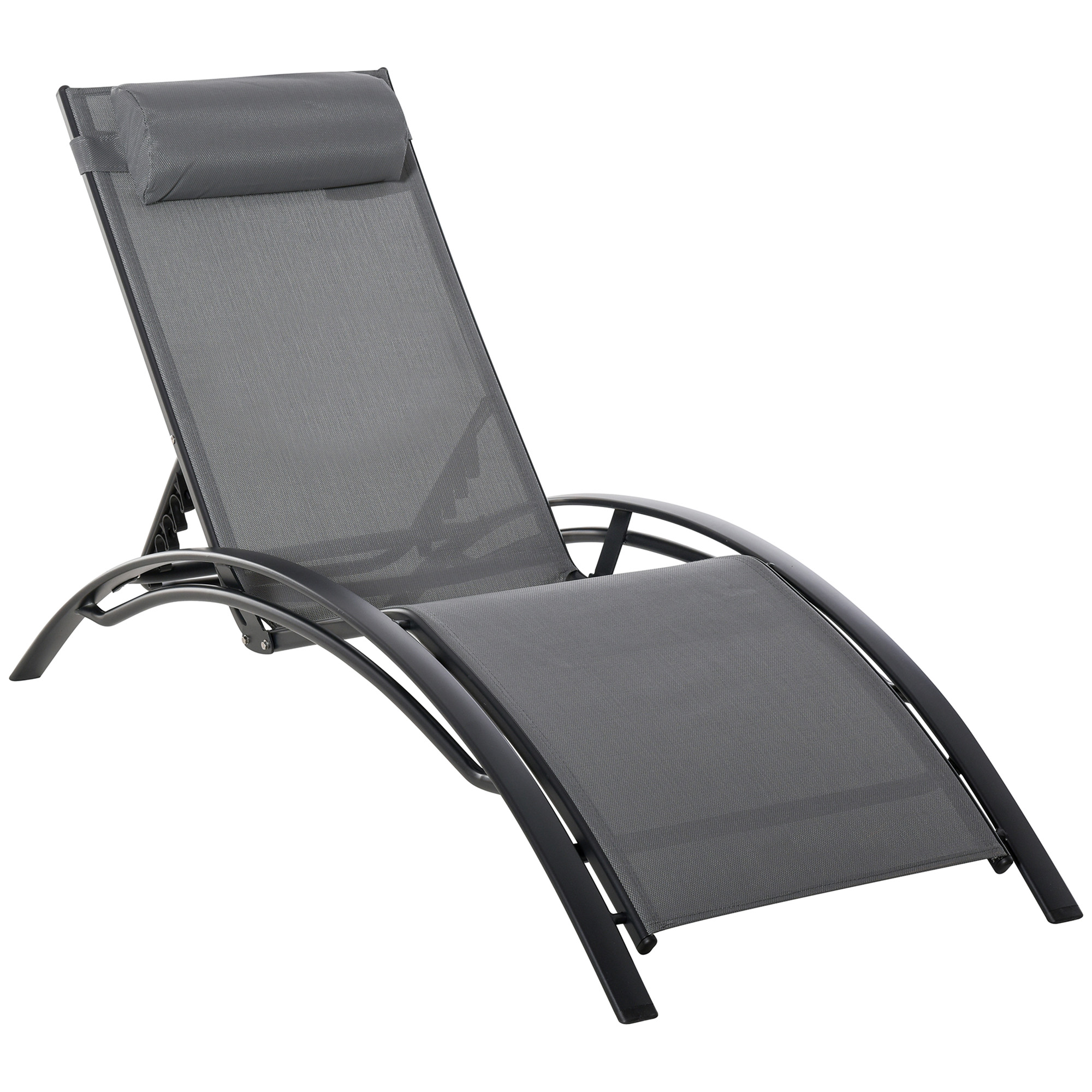 Outsunny Sonnenliege Gartenliege Relaxsessel Liegestuhl Alu verstellbar Grau 171x64x82 cm für Terrasse & Balkon   Aosom.de