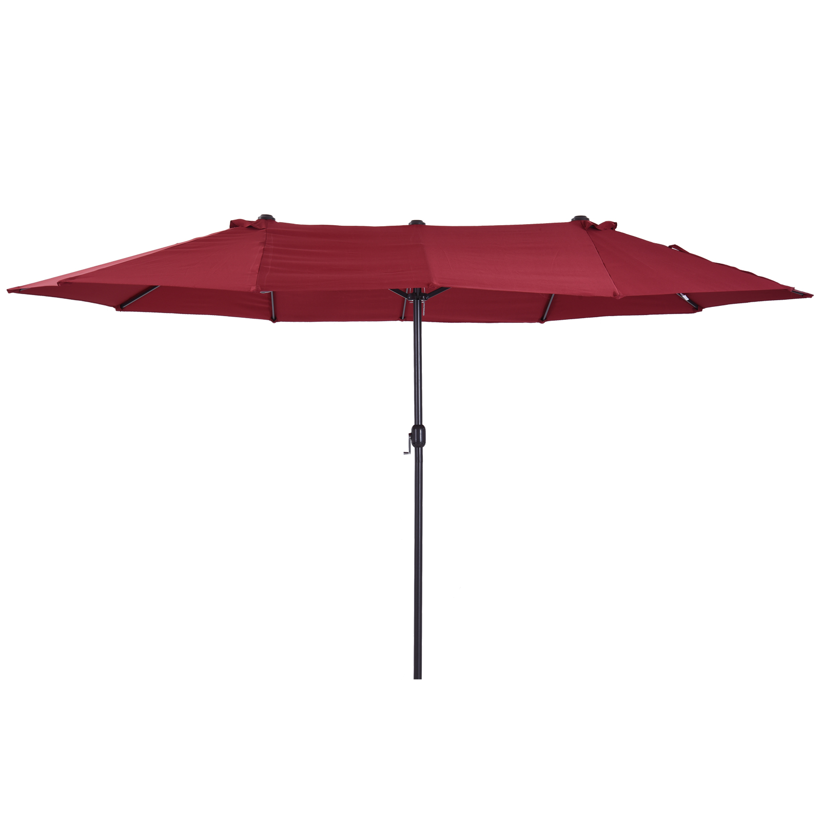 Outsunny Sonnenschirm Gartenschirm 455 x 270 cm Marktschirm Doppelsonnenschirm Terrassenschirm mit Handkurbel Weinrot Oval   Aosom