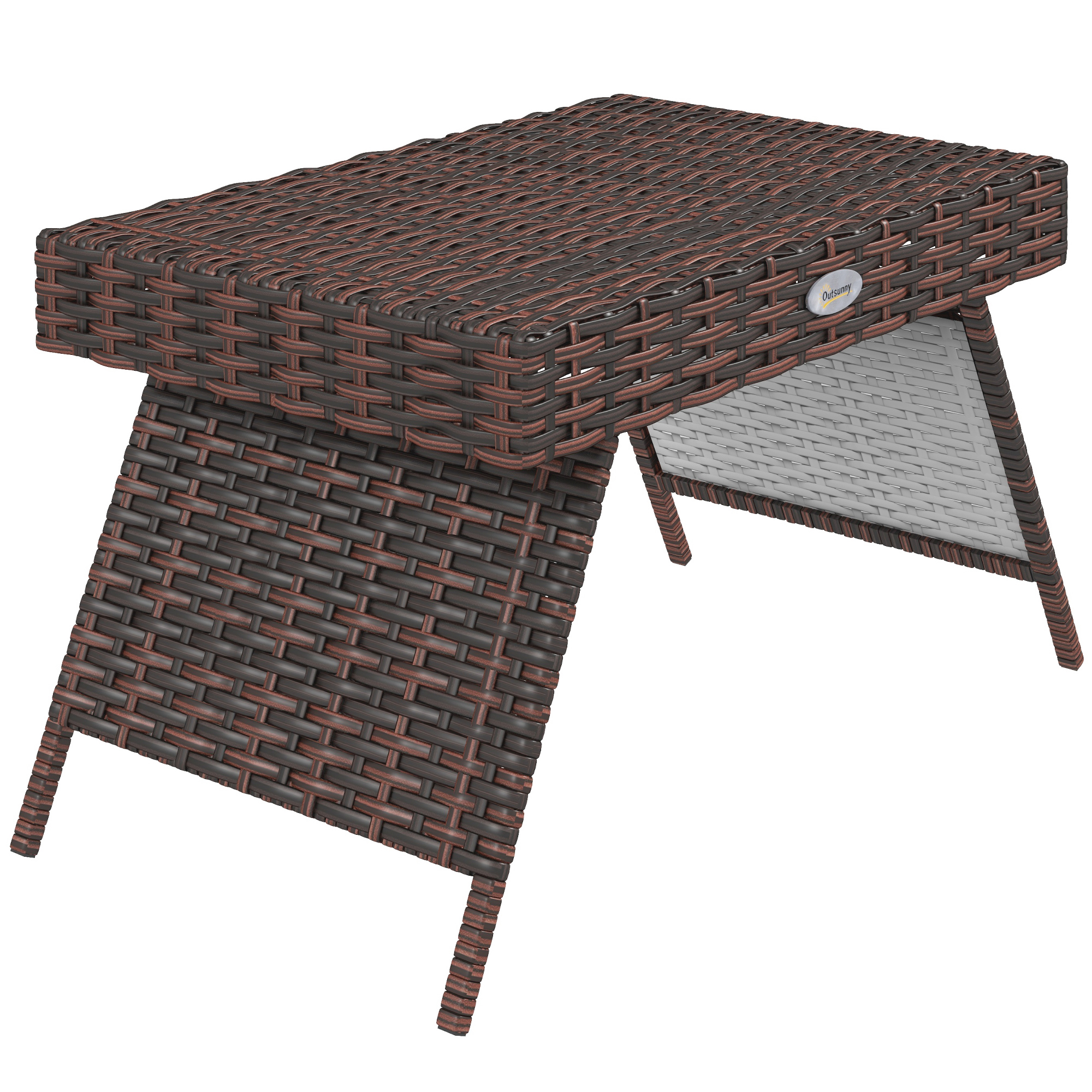Outsunny Rattan Klapptisch Gartentisch wetterfest Braun 60x41x41cm ideal für Balkon & Terrasse   Aosom.de