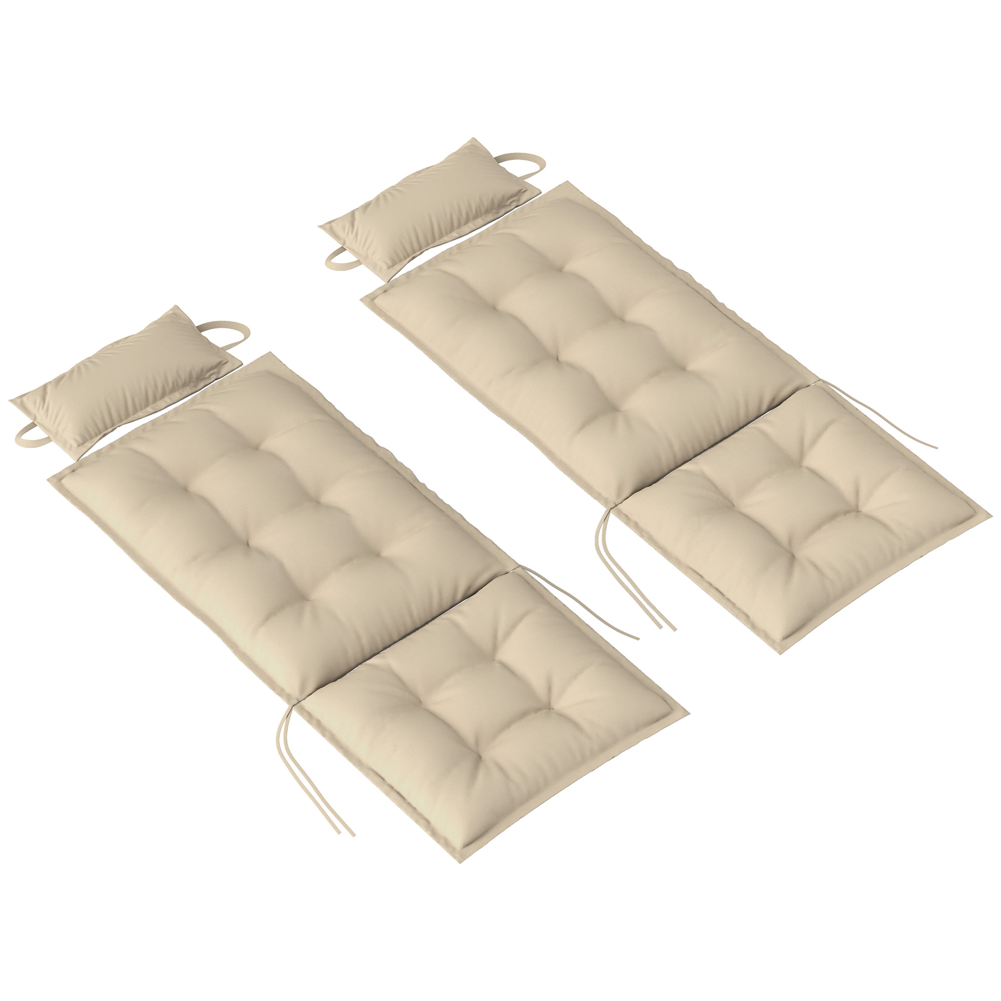 Outsunny 2er Set Auflage für Sonnenliege Wasserabweisend Liegenauflage für Gartenliege Polsterauflage für Strandliege Liegestuhl Kissen Polster für Gartenmöbel Auflagen 50x116x5 cm, Beige Aosom