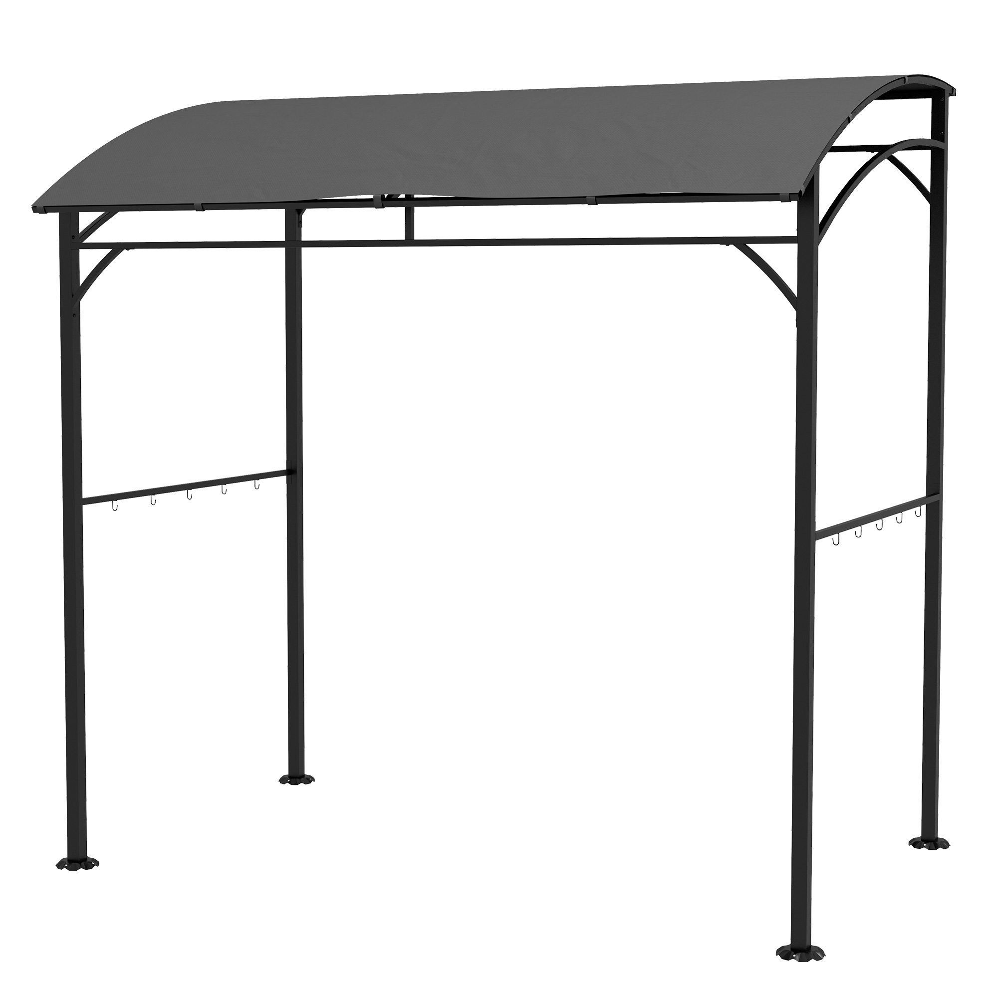 Outsunny Grillpavillon 215 x 150 x 220 cm Wasserabweisend Gartenpavillon mit Gebogendach, Gartenlauben mit Haken, BBQ Pavillon, Gartenzelt Grillzelt Partyzelt für Garten Party Picknick BBQ, Dunkelgrau   Aosom