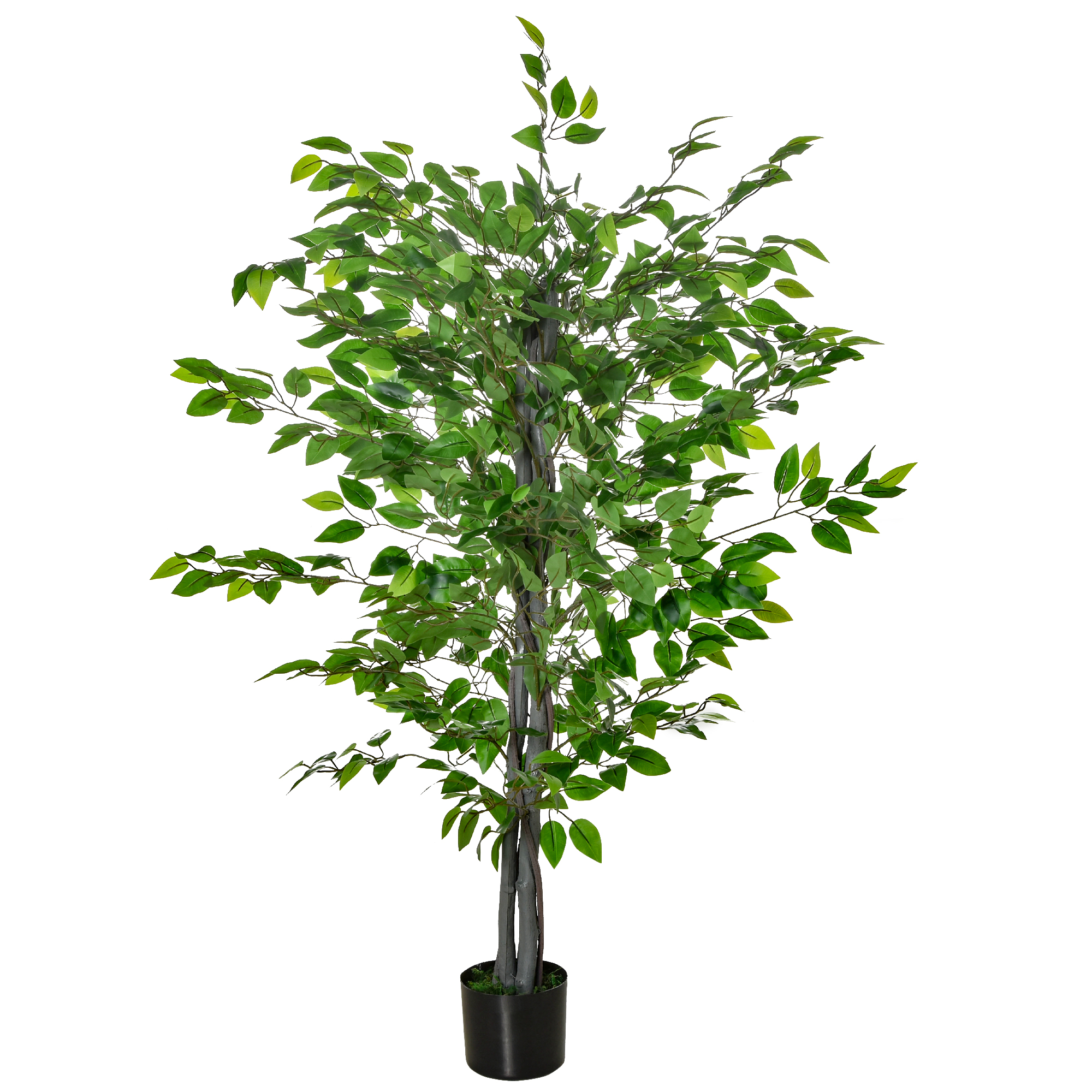 HOMCOM Künstlicher Ficusbaum groß 135 cm Kunstpflanze, Plastik Künstliche Pflanzen Ficus im Topf, Kunstbaum wie echt mit Zement, Kunstgras für Wohnzimmer Schlafzimmer Büro Garten Aosom