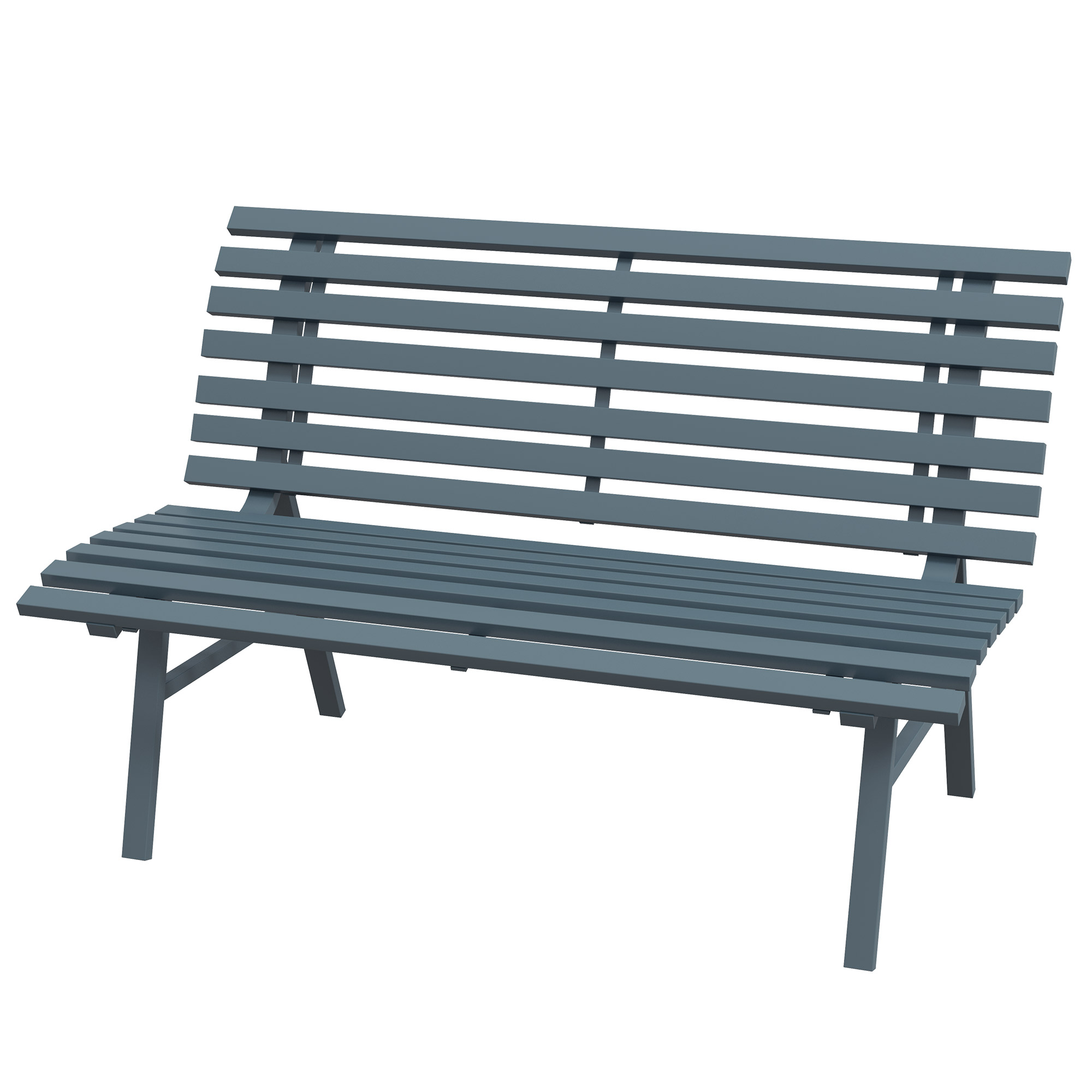 Outsunny 2-Sitzer Gartenbank Alu, wetterfest Sitzbank, UV-Beständig Gartenmöbel mit Lamellen-Design, Parkbank 240kg belastbar, Balkonbank für Balkon Terrasse, Garten, 123x67x79cm, Blau   Aosom