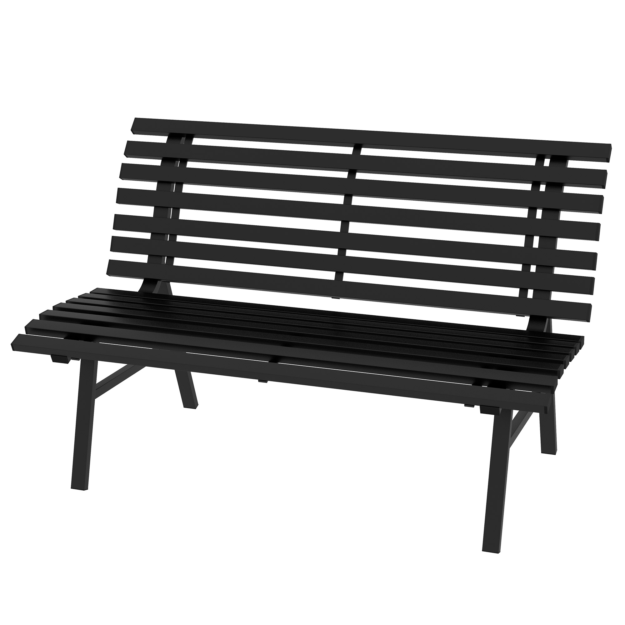 Outsunny 2-Sitzer Gartenbank Alu, wetterfest Sitzbank, UV-Beständig Gartenmöbel mit Lamellen-Design, Parkbank 240kg belastbar, Balkonbank für Balkon Terrasse, Garten, 123x67x79cm, Schwarz   Aosom