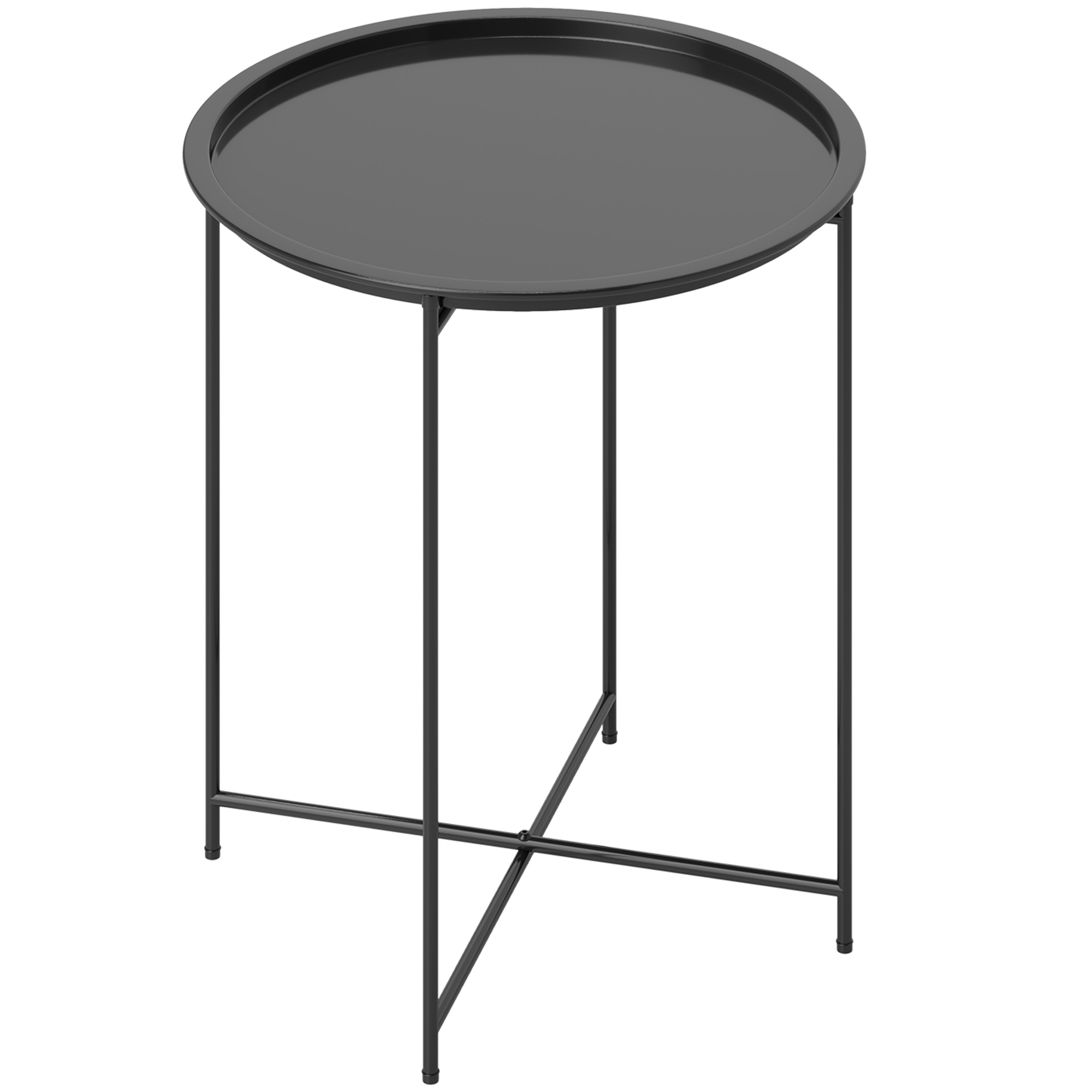 Outsunny Beistelltisch klappbar Gartentisch Ø46 x 50 cm Rund wetterfest Balkontisch mit klappbar Tischbeine Campingtisch Klapptisch Kaffeetisch für Wohnzimmer Büro Outdoor Indoor Schwarz   Aosom