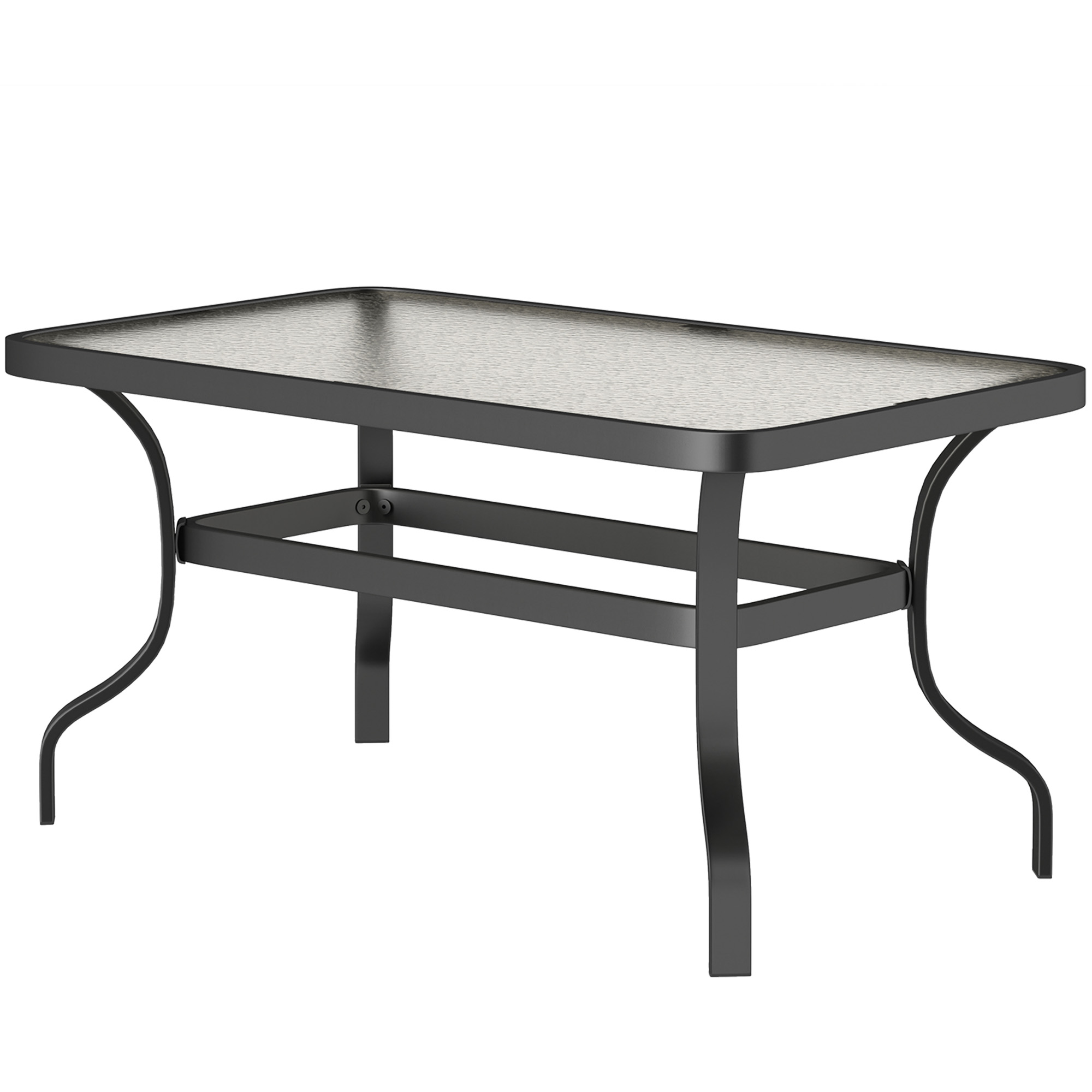 Outsunny Beistelltisch Hartglas Kaffeetisch Couchtisch mit Wellendesign, Abgerundete Ecke Balkontisch Gartentisch Sofatisch Teetisch Gartenmöbel für Wohnzimmer Garten Terrasse Balkon, 95x55 cm Schwarz Aosom