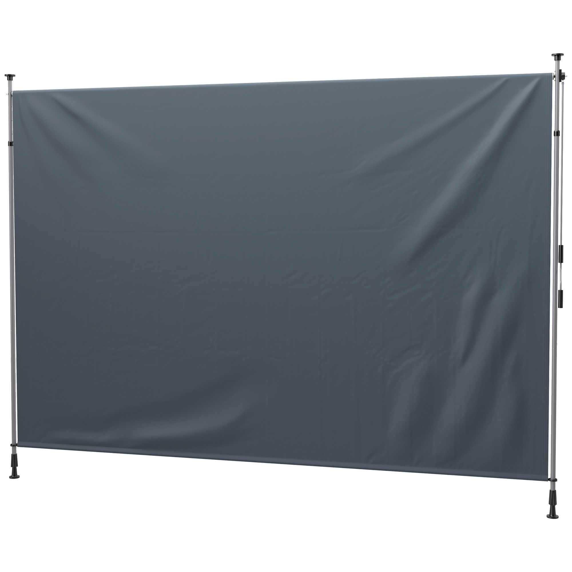 Outsunny Klemmmarkise mit Handkurbel höhenverstellbar Gelenkarmmarkise Markise ohne Bohren Sonnenschutz UV-beständig, inkl. Wandhalterung Sonnenmarkise 350 cm breit für Terrasse Balkon, Dunkelgrau   Aosom
