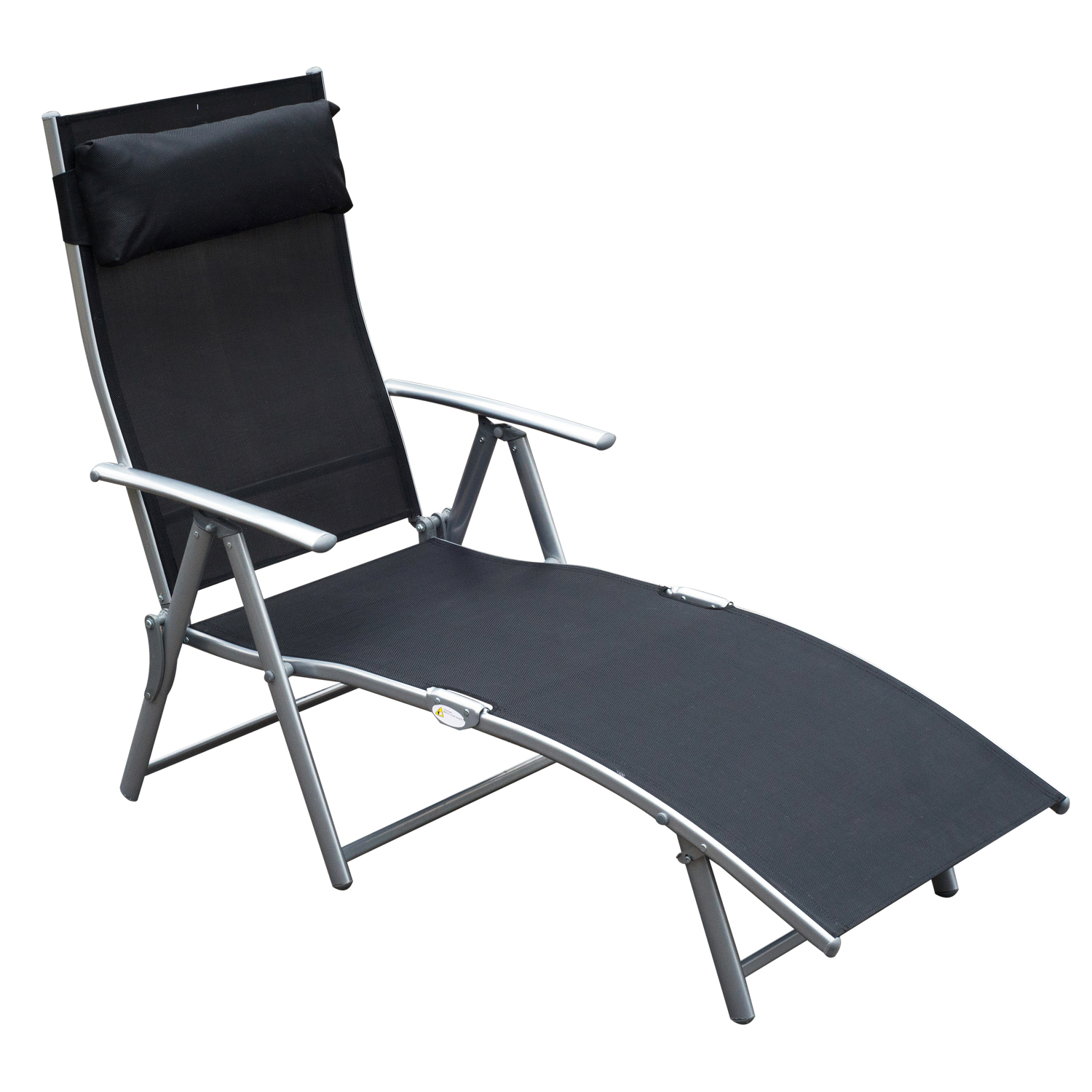 Outsunny Sonnenliege klappbar Gartenliege mit Kissen 137x63,5x100,5cm Metall und Stoff Schwarz für Strand und Terrasse Aosom.de
