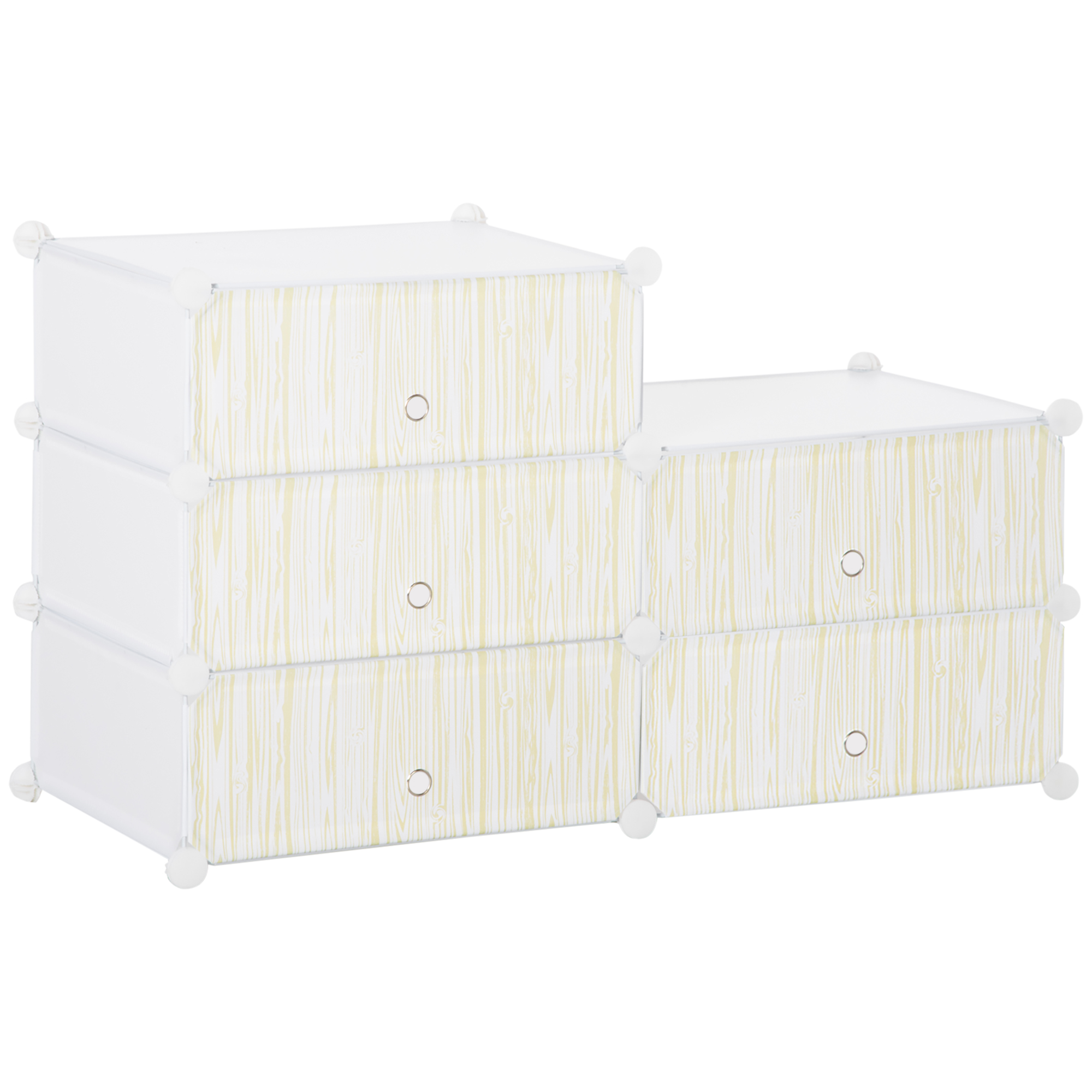 HOMCOM Schuhregal Kunststoffregal für 6 Paar Schuhe Schuhkarton für Flur DIY Steckregal Aufbewahrung von Schuhen Weiß 49 x 36,5 x 108 cm Aosom