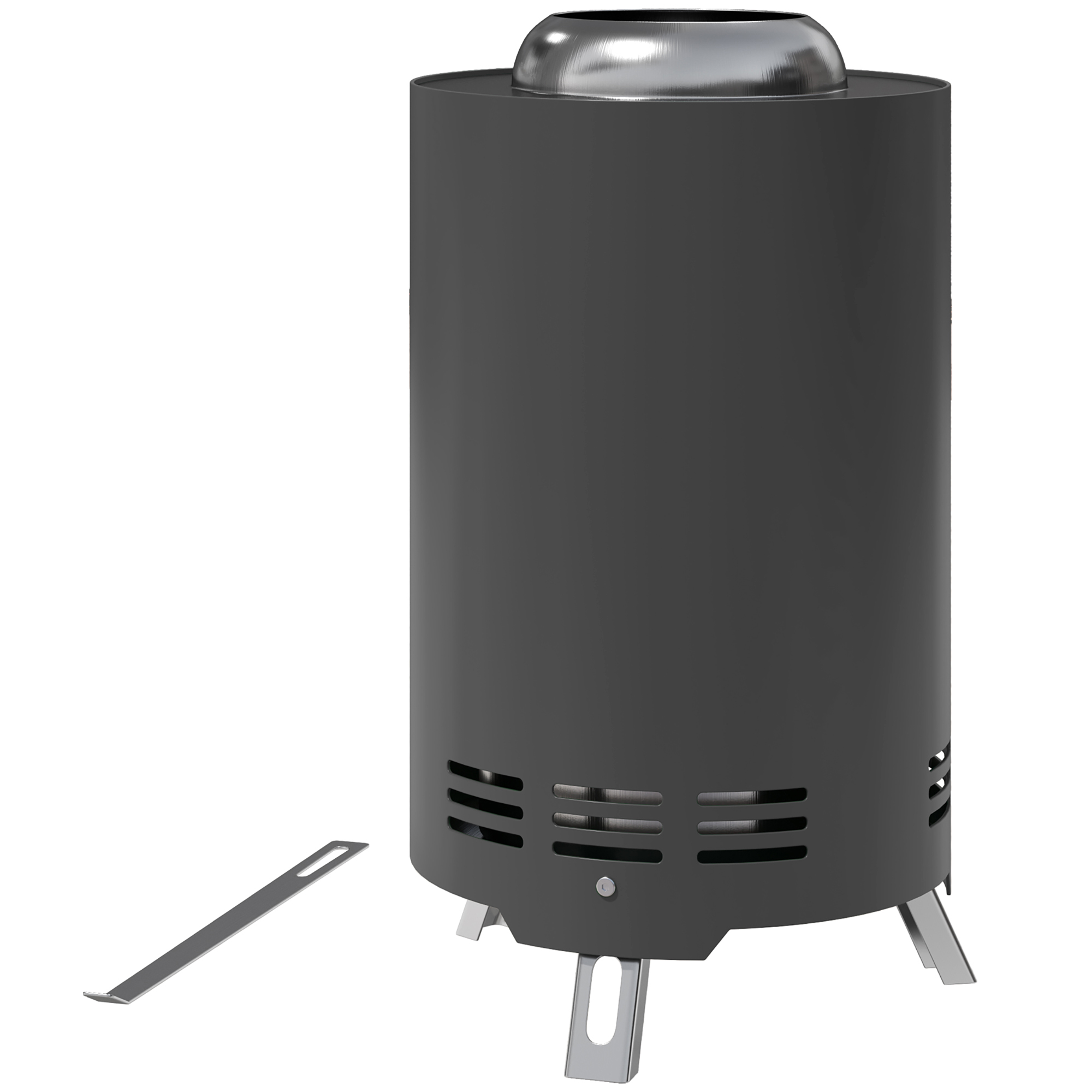 Outsunny Feuerschale Ø16x25cm aus Edelstahl Feuerstelle mit Schürhaken Rauchfreie Feuerschalen Feuerkorb für Garten, Balkon Terrasse, Outdoor BBQ Camping Grau   Aosom