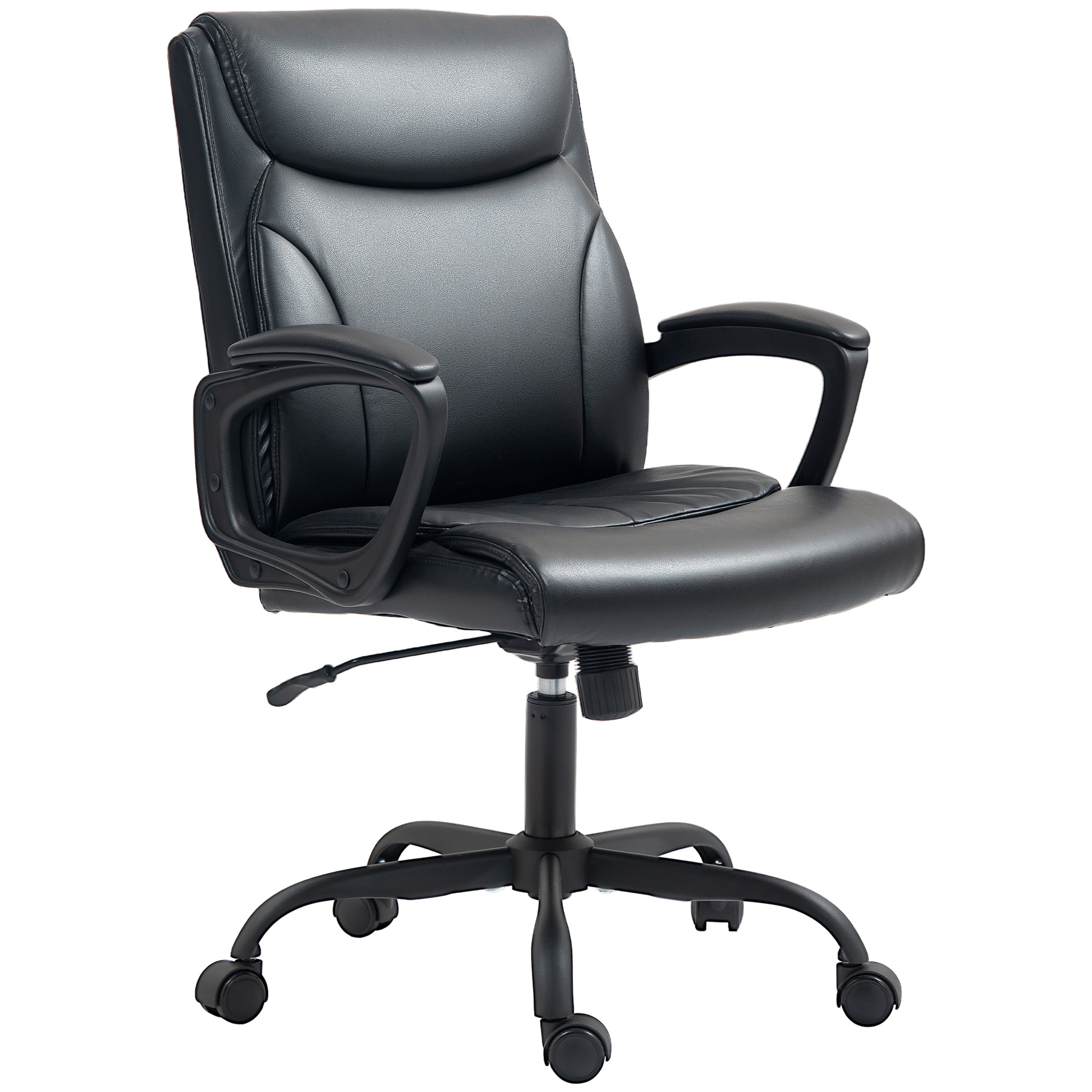 HOMCOM Bürostuhl ergonomischer Bürostuhl mit höhenverstellbarer, Schaukelfunktion, drehbaren Rollen, 60 x 68 x 95,5-105 cm, Schwarz Aosom