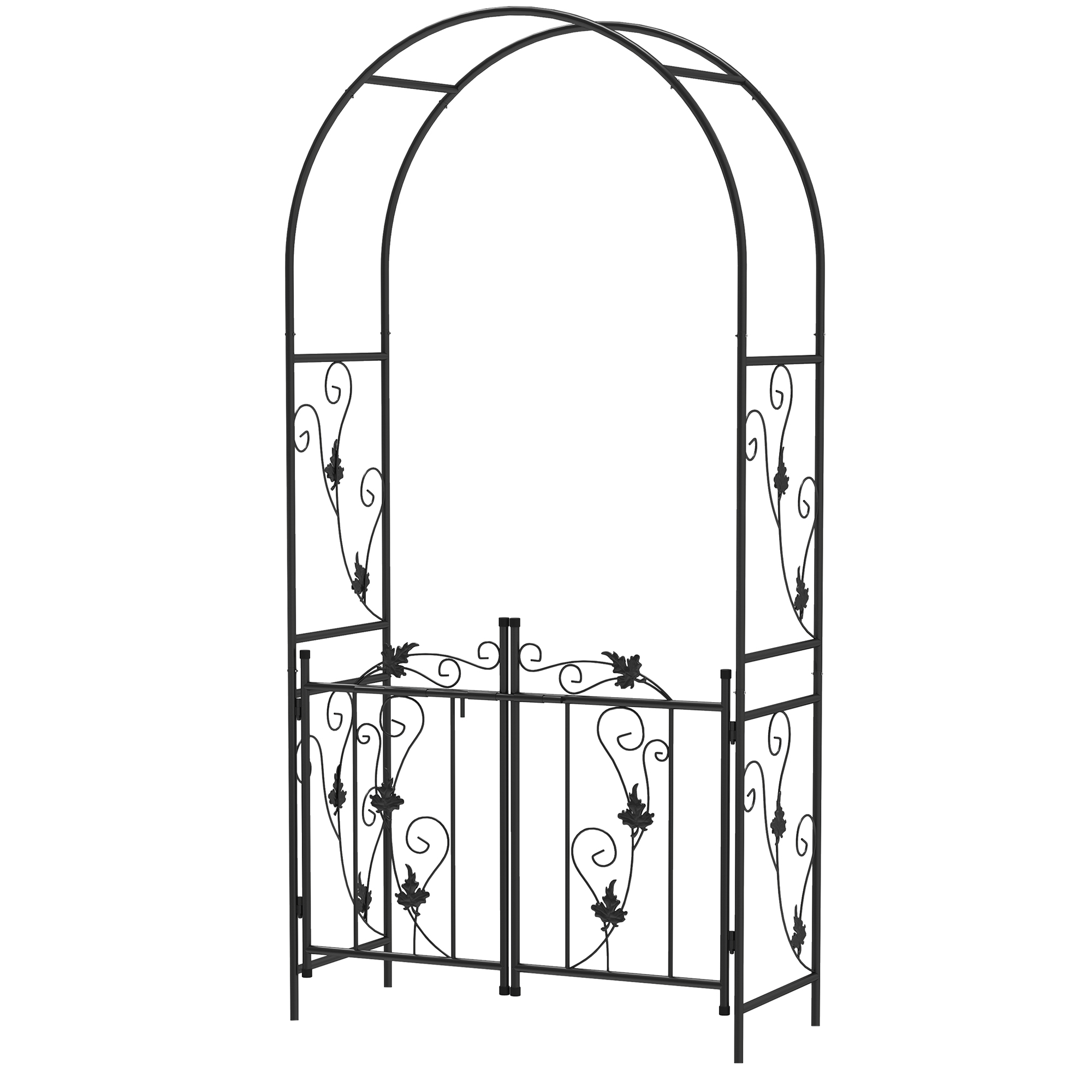 Outsunny Gartenbogen aus Stahl, Rosenbogen mit Doppeltor für Kletterpflanzen, Rosen, Glyzinienreben, zur Dekoration von Zeremonien, 107 x 45 x 217 cm, schwarz   Aosom