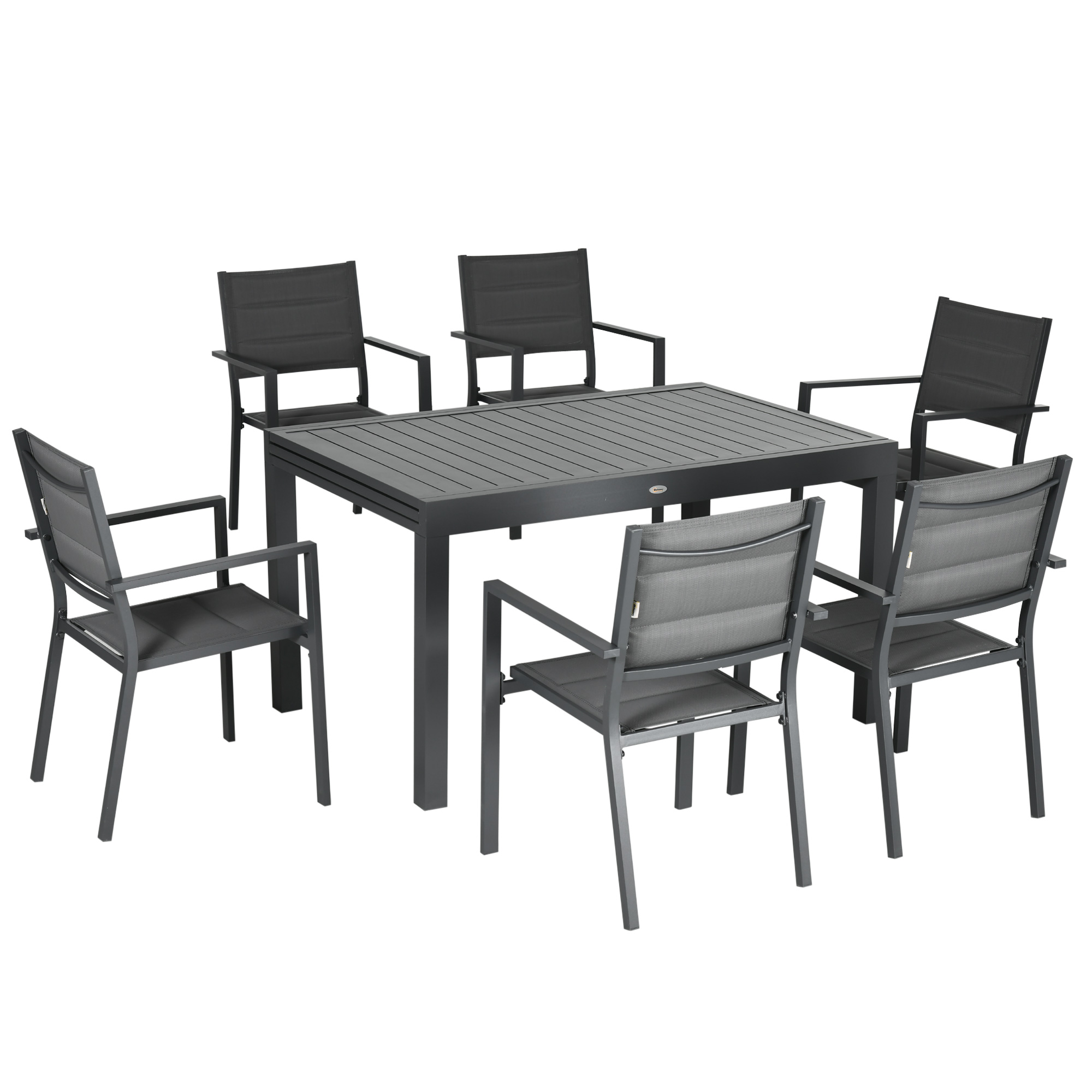 Outsunny Gartenmöbel-Set ausziehbarer Tisch 135-270 cm für 6-8 Personen aus Aluminium und Textilene - 8 stapelbare Stühle - Grau Aosom