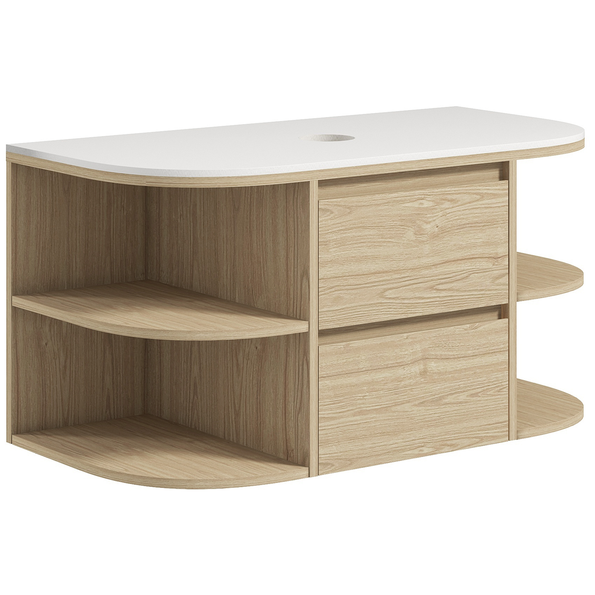 HOMCOM Badezimmer-Unterschrank mit hängendem Waschbecken, Waschtischunterbau, Wandmontage mit Soft-Close-Schubladen und Regalen - Maße 90B x 45T x 46H cm, Braun Aosom