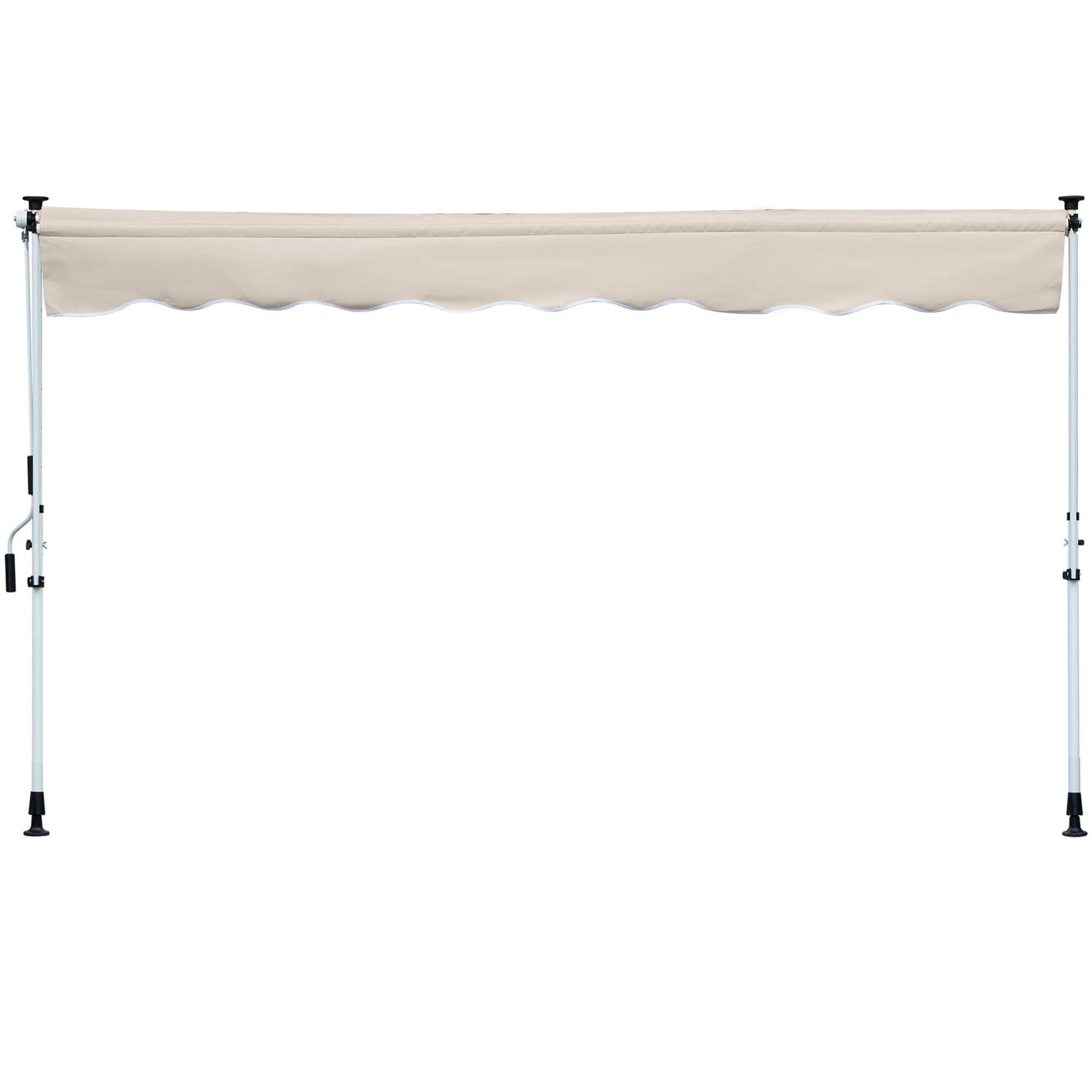 Outsunny Manueller ausziehbarer Markisenstore 4 x 1,2 m Sonnensegel ohne Bohren Einstellbare Neigung und Höhe Schnelle Installation Metall Alu Polyester UV-Schutz Creme   Aosom