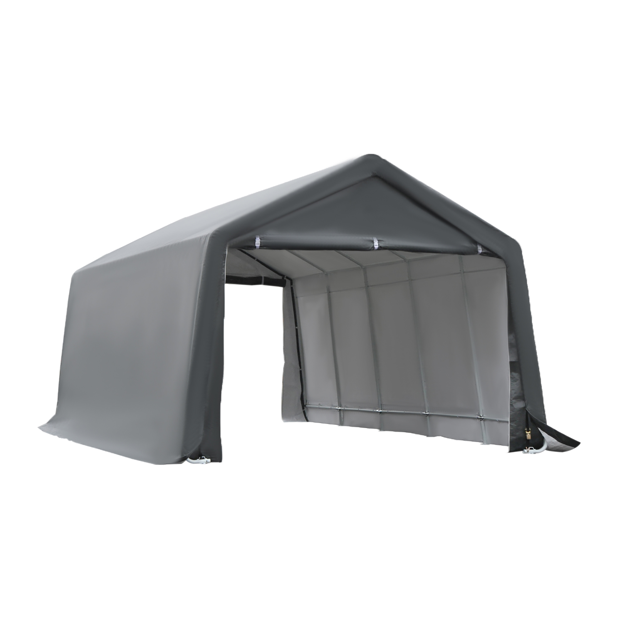 Outsunny Garagenzelt Carport Größe 6L x 3,6B x 2,75H m robustes verzinktes Stahl PE mit hoher Dichte 195 g/m² wasserdicht UV-beständig weiß grau   Aosom