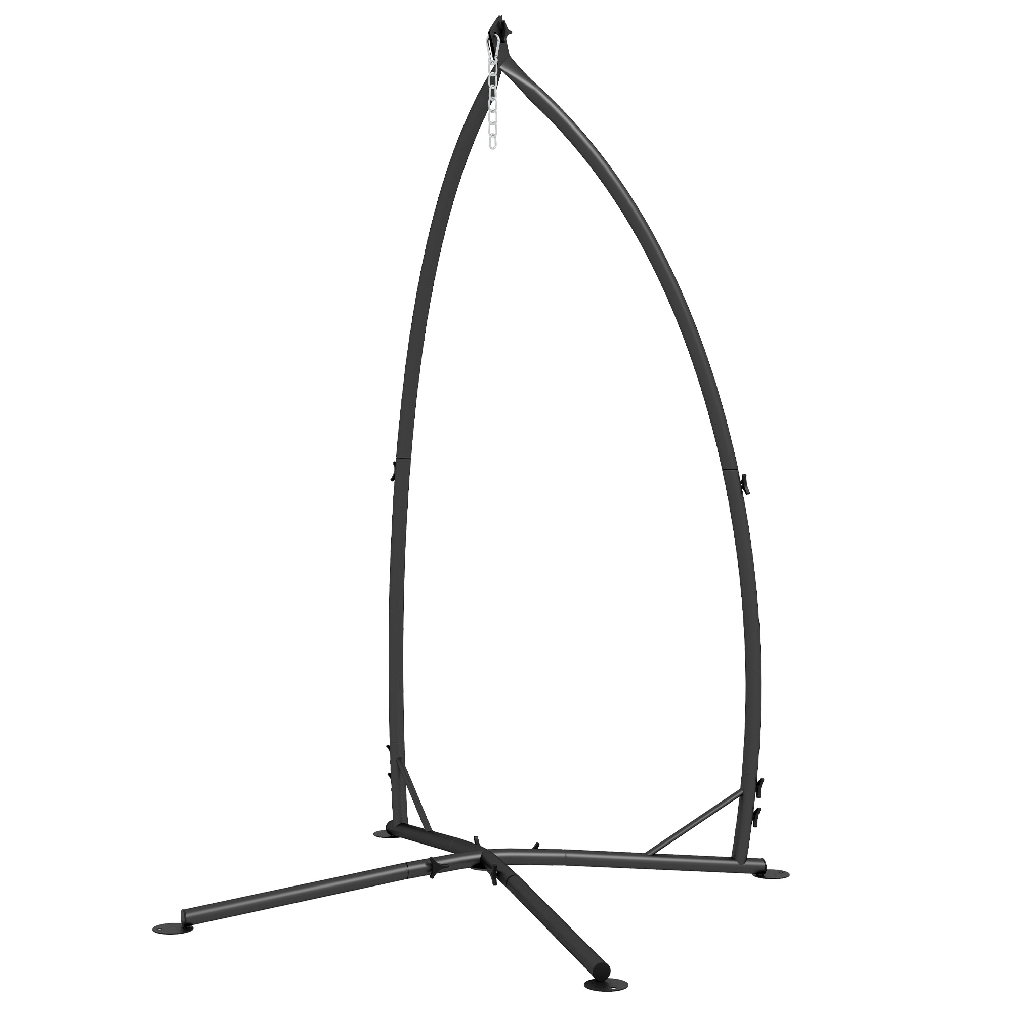 Outsunny Ständer für Hängesessel - Hängestuhl Ständer, Höhe 215 cm - Maximale empfohlene Belastung 130 kg, schwarzem Metall Aosom
