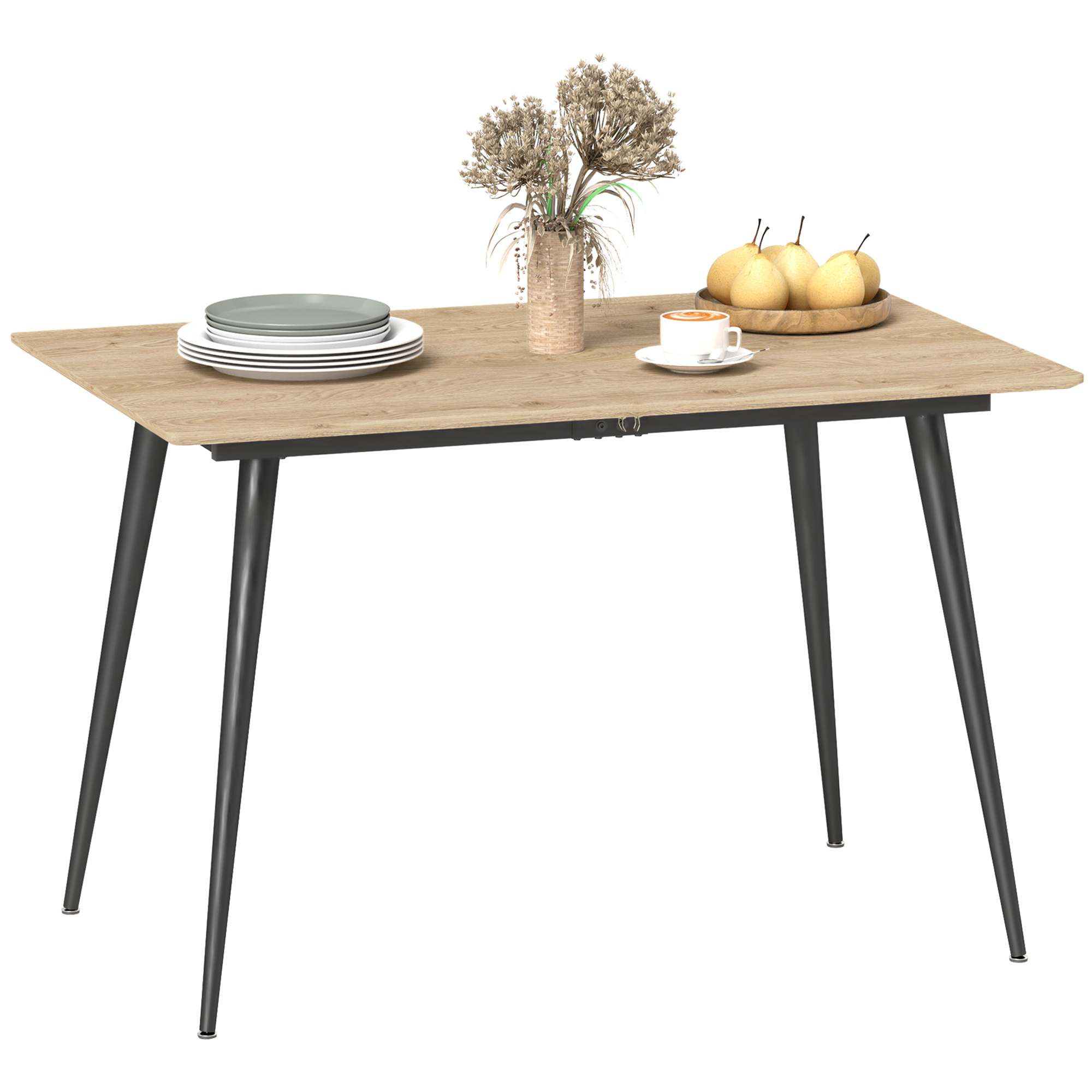 HOMCOM Klappbarer Esstisch, rechteckiger ausziehbarer Küchentisch 120-160 cm für 6-8 Personen mit Stahlbeinen, natur   Aosom