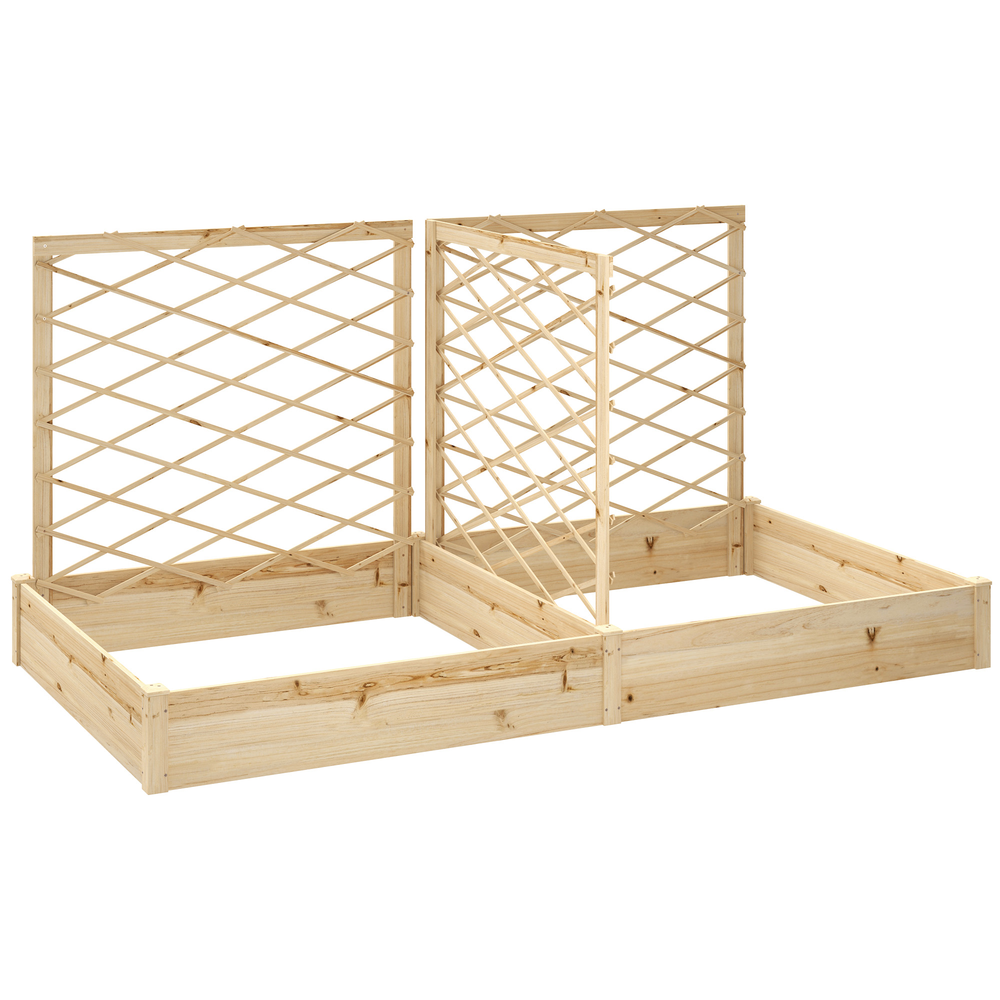 Outsunny Jardinière mit 3 anpassbaren Gittern, erhöhtes Gartenbeet, Außenblumenkasten aus Holz für Balkon Terrasse Patio, 222 x 114 x 109 cm, Naturholz Aosom