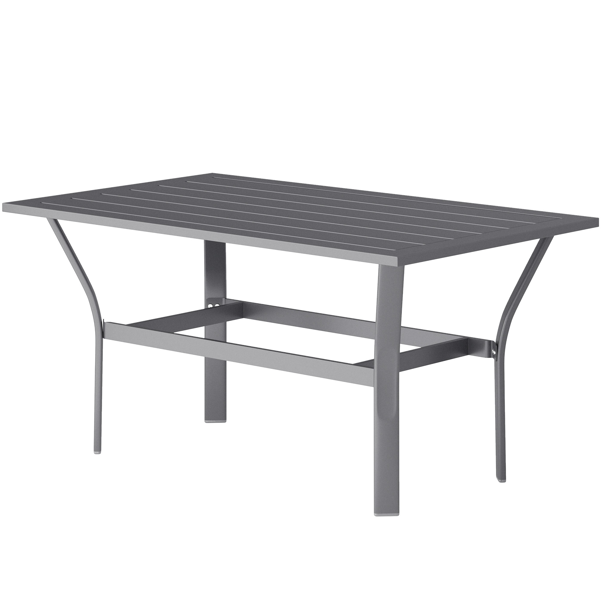 Outsunny Beistelltisch Metall Balkontisch mit Lamellendesign wetterfest Kaffeetisch Gartentisch pflegeleicht Sofatisch Outdoor Tisch für Balkon Garten Terrasse Veranda 91,5 x 55 x 45 cm Dunkelgrau   Aosom