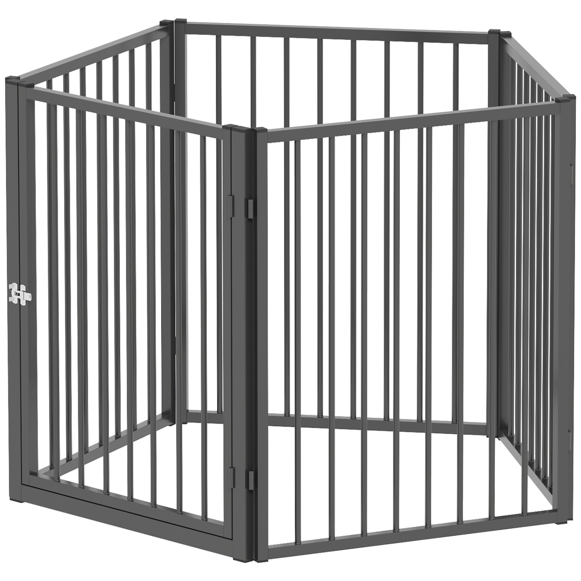PawHut Hundepark, 5-teiliges, modulares und faltbares Gehege aus Metall, 76H cm mit Tür, Zaun für Katzen, Welpen und kleine Tiere, für drinnen und draußen, schwarz Aosom