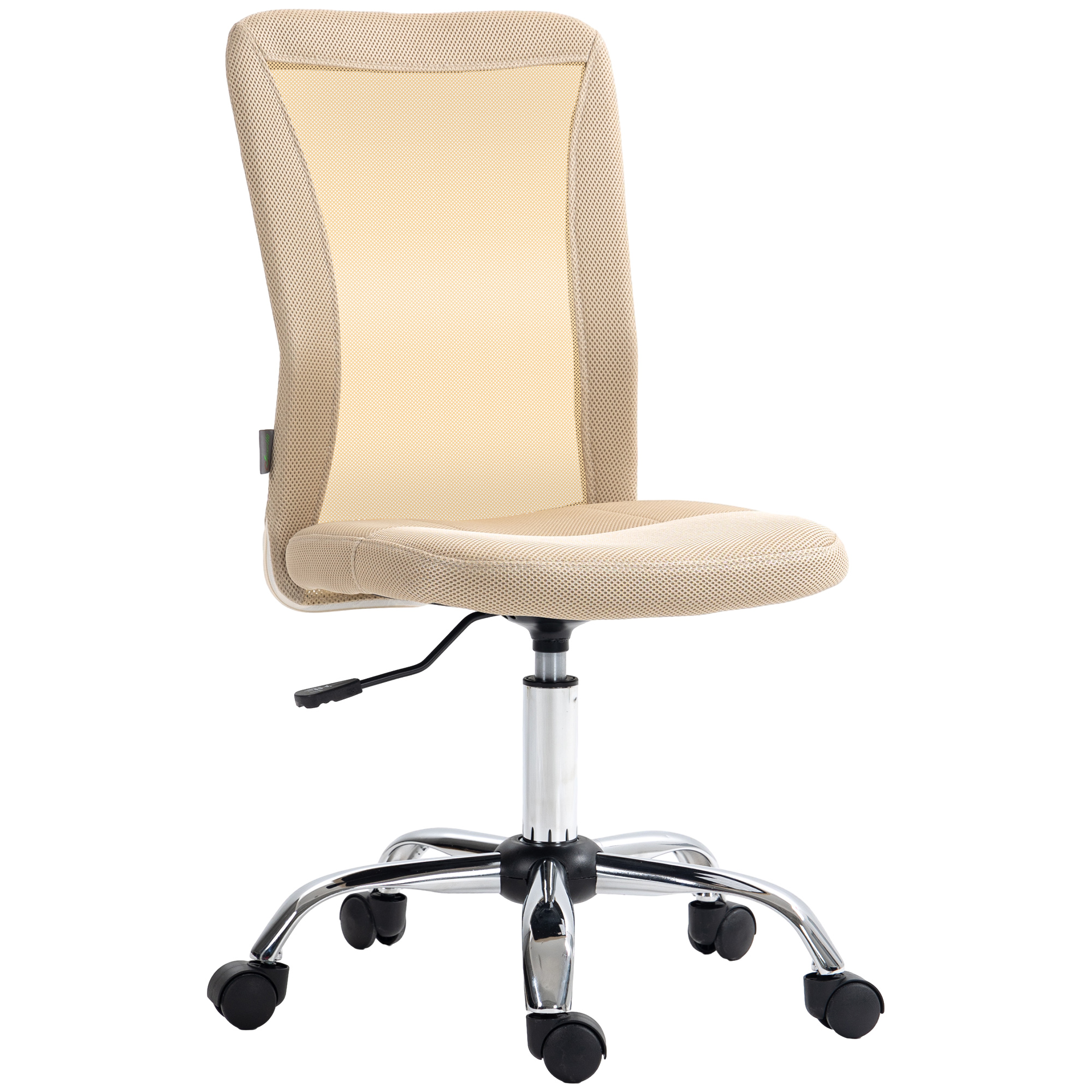 Vinsetto Bürostuhl ergonomisch höhenverstellbarer Bürostuhl verchromtes Fußgestell 360° drehbarer Mesh-Bezug beige   Aosom