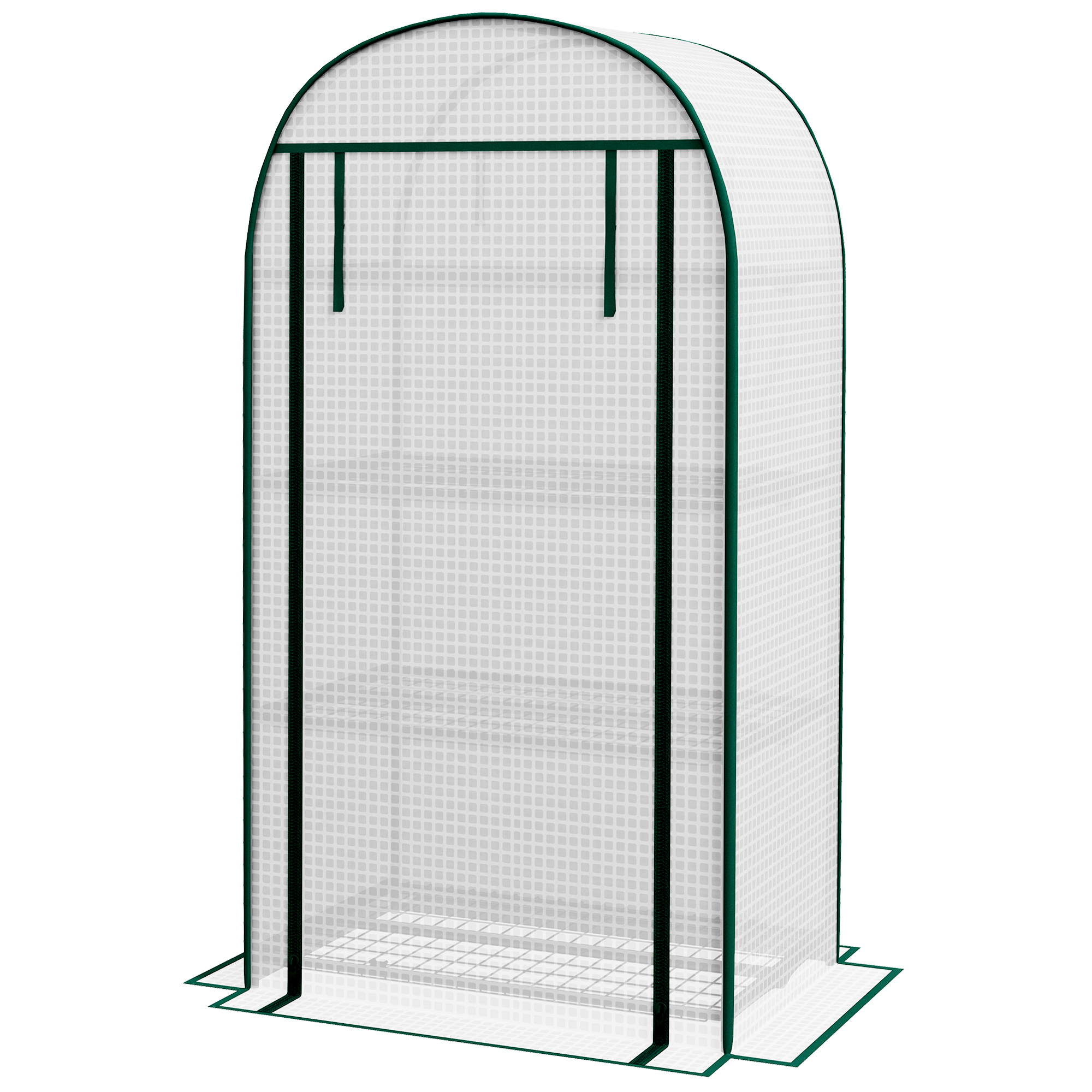 Outsunny Gewächshaus aus PE mit 4 Ebenen, Balkongewächshaus, verstärkte Plane 130 g/m², Stahlrahmen, rollbare Reißverschlusstür, für Gemüse Pflanzen Blumen, 80 x 50 x 160 cm, Weiß Aosom