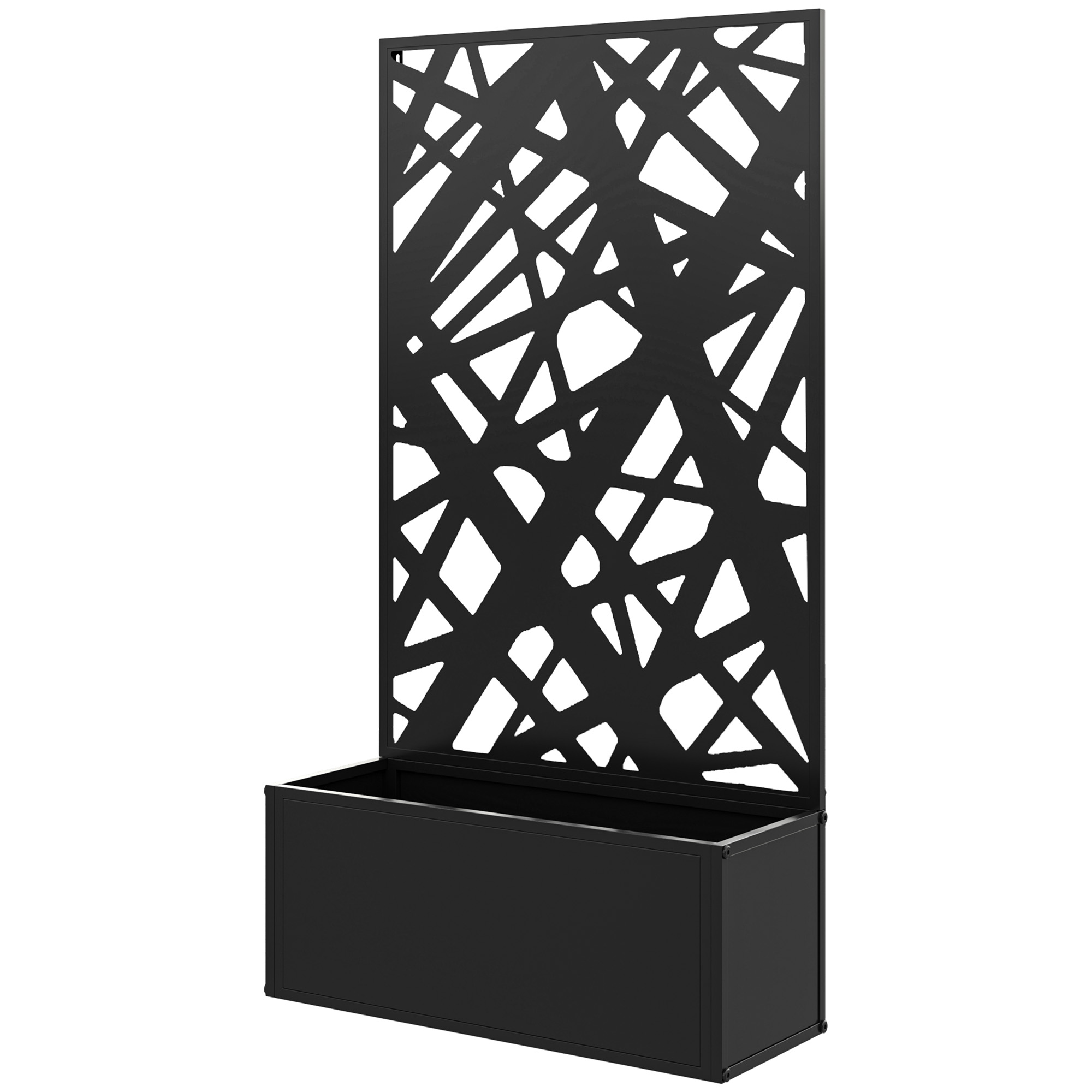 Outsunny Blumenkasten mit Gitter, Sichtschutz Paravent, Metall Blumenkasten für den Innen- und Außenbereich, Balkon Terrasse Garten, 61x23x113 cm, Schwarz Aosom