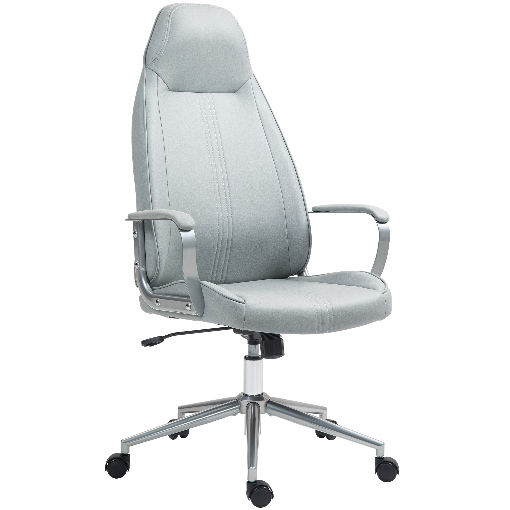 HOMCOM Bürostuhl ergonomischer Bürostuhl mit höhenverstellbarer Funktion, Wippfunktion, Bürostuhl mit schwenkbaren Rollen, 68 x 65 x 119-128,5H cm, Grau Aosom