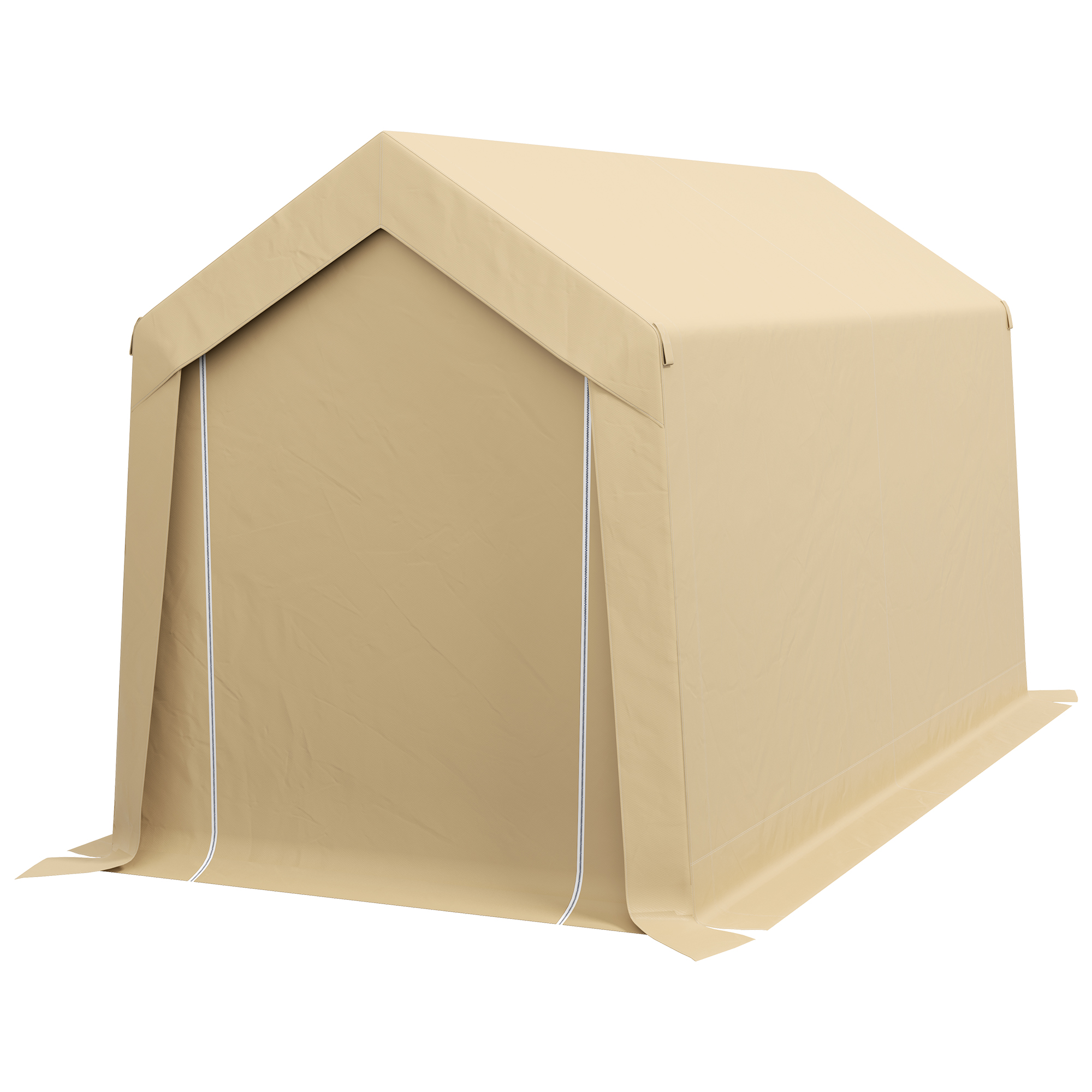 Outsunny Gartenhaus, Lagerzelt, 2 x 3,6 m, wasserdicht und UV-beständig, feuerverzinkter Stahlrahmen und großes Tor, Fahrradgarage für den Außenbereich, beige Aosom