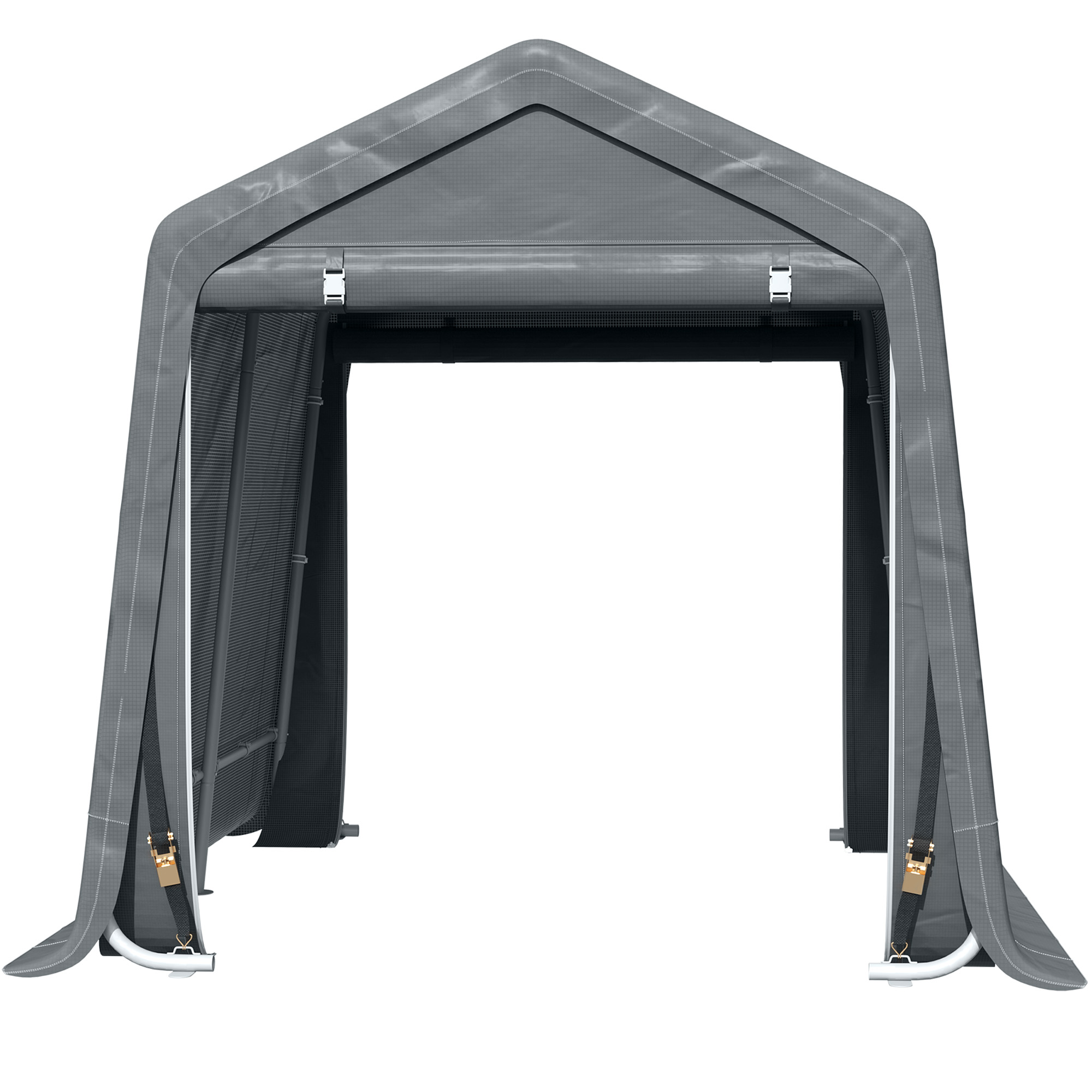 Outsunny Gartenhaus, Lagerzelt, 2 Reißverschlusstüren, Metallrahmen, Fahrradunterstand, Schutz vor leichtem Regen und Wind, 280 x 240 x 240 cm, Dunkelgrau   Aosom