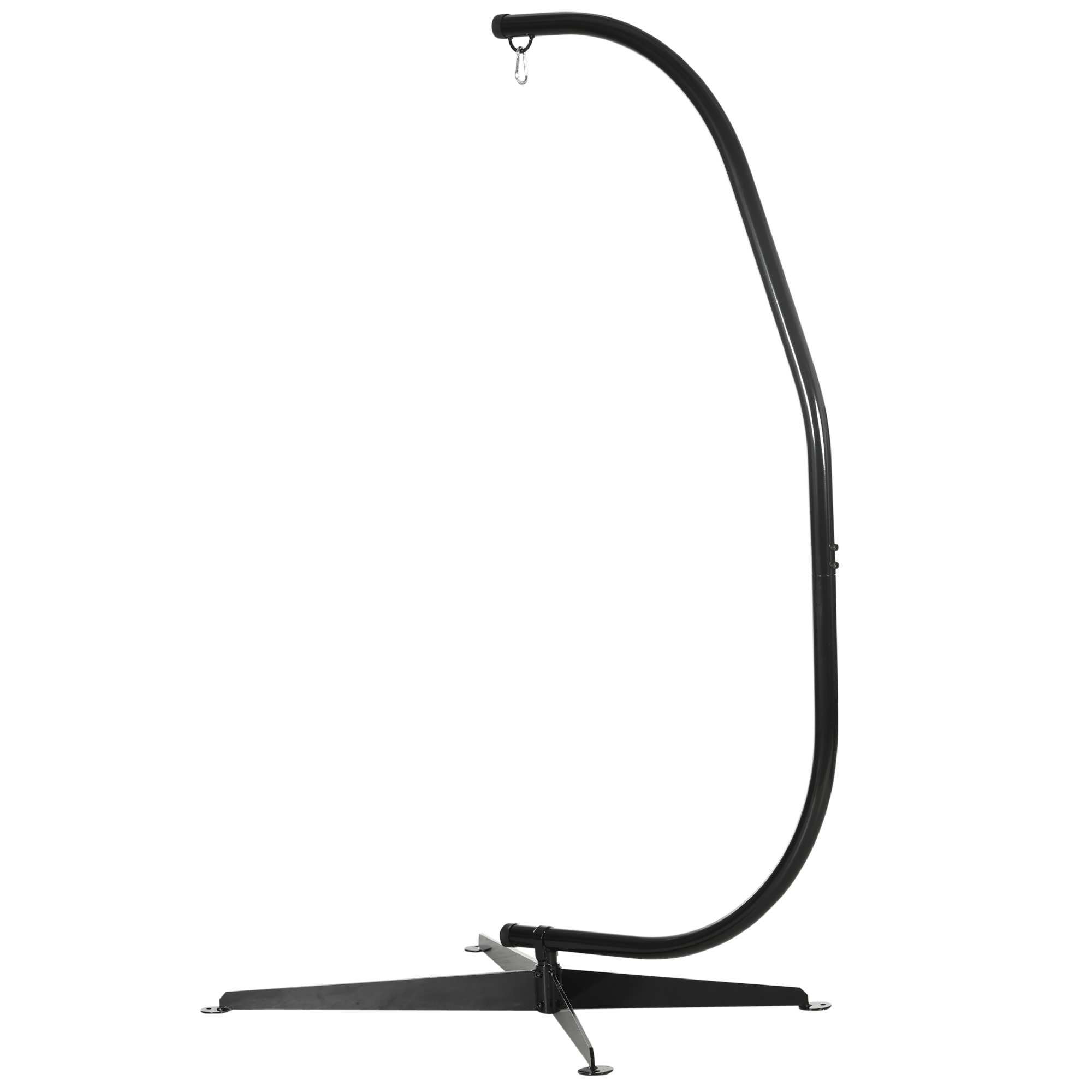 Outsunny Hängesessel-Ständer, Hängesesselstütze, X-förmiges Fundament, C-förmiger Rahmen, Federhaken inklusive, robuster Metallrahmen, max. Belastung 120 kg, 114 x 80 x 208 cm, Schwarz Aosom
