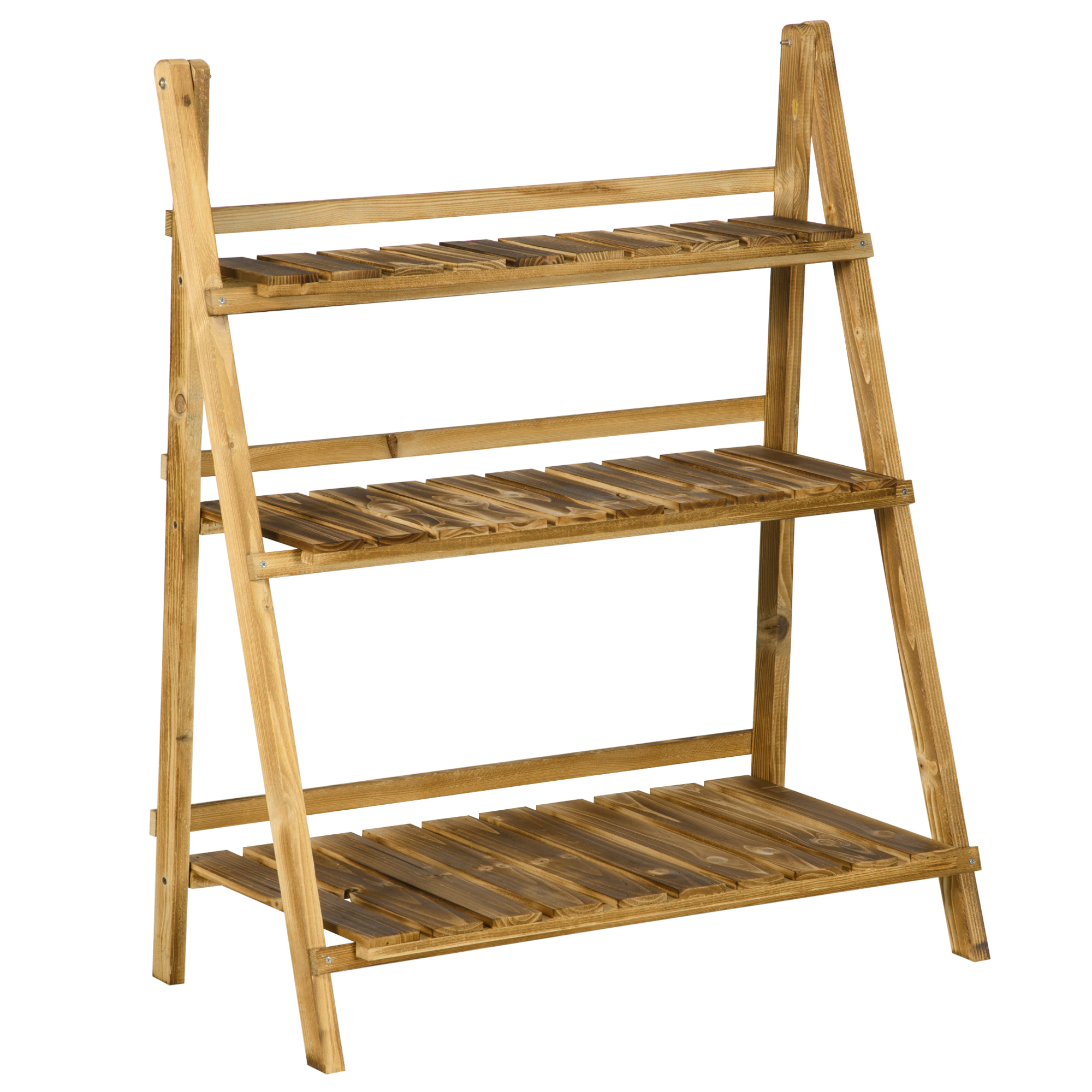 Outsunny Pflanzentreppe Blumenbank 3 Stufen Blumenregal aus Tannenholz dunkelbraun 80 x 37 x 93 cm für Garten & Balkon Aosom.de