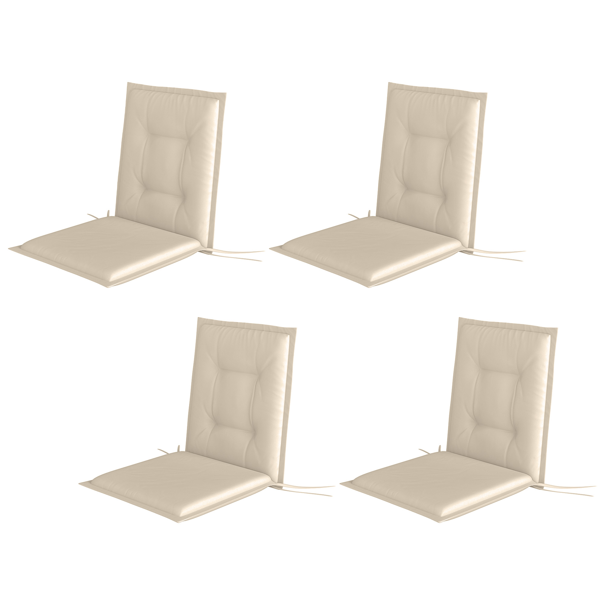 Outsunny 4er Set Sitzkissen 108 x 50 x 5 cm Stuhlkissen mit Bändern, Outdoor Indoor Sitzauflage, Sitzpolster, Bankpolster für Gartenmöbel, Sitzsthul, Essstuhl, Beige Aosom