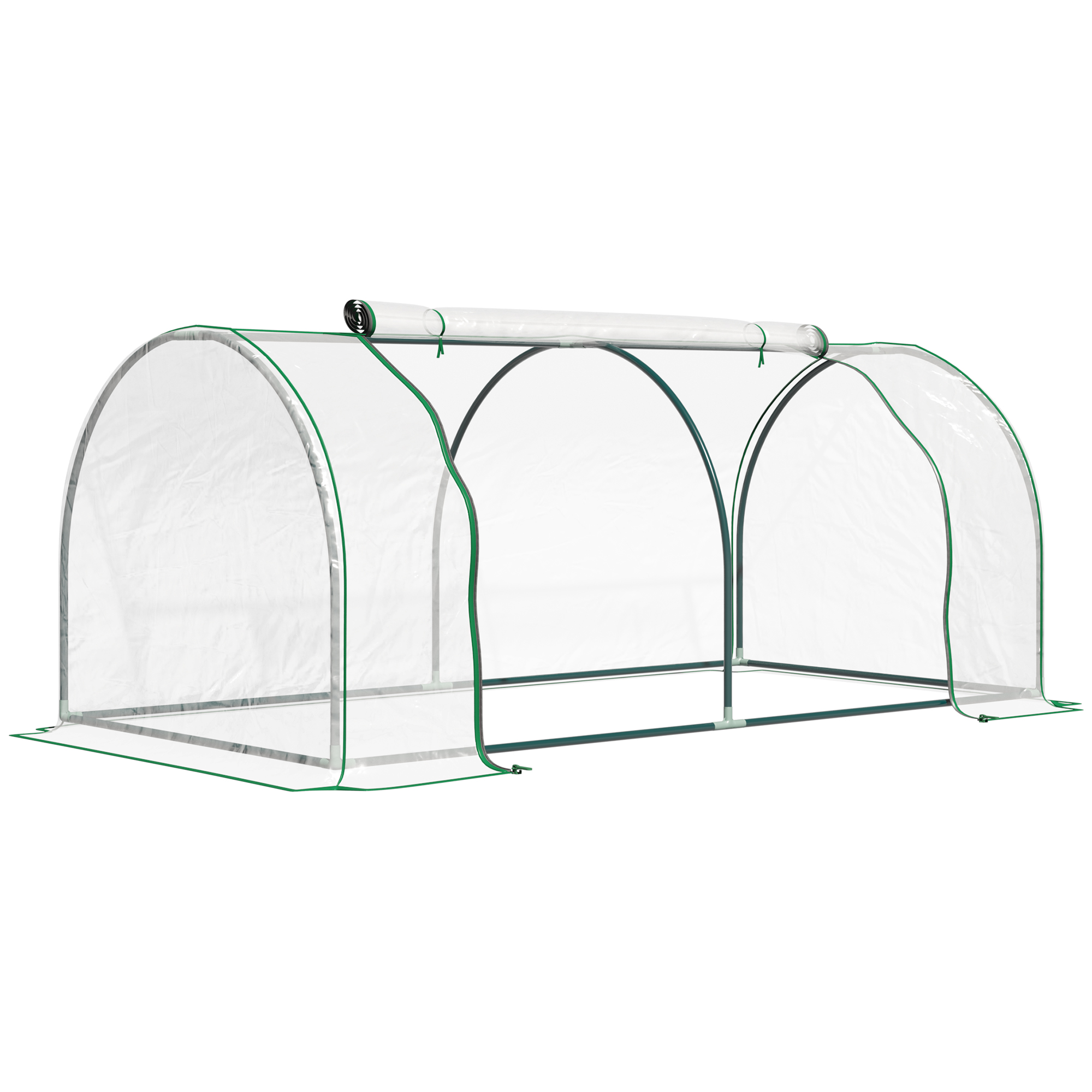 Outsunny Gewächshaus Treibhaus mit Tür 200x100x80cm, Frühbeet aus Stahl und PVC für Pflanzenaufzucht und Garten   Aosom.de