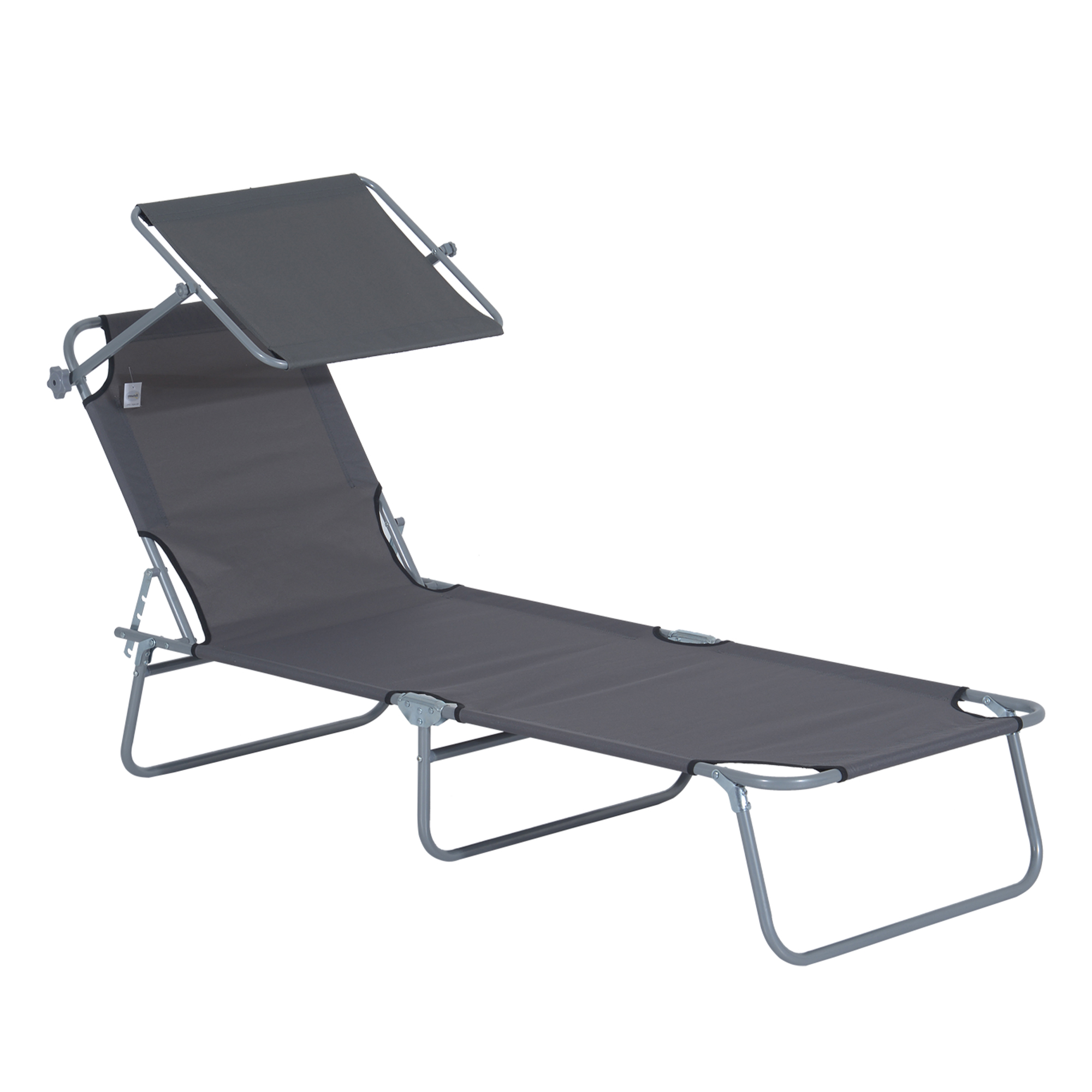 Outsunny Sonnenliege klappbar Gartenliege Liegestuhl mit Sonnenschutz Grau 187 x 58 x 36 cm ideal für Strand & Terrasse   Aosom.de