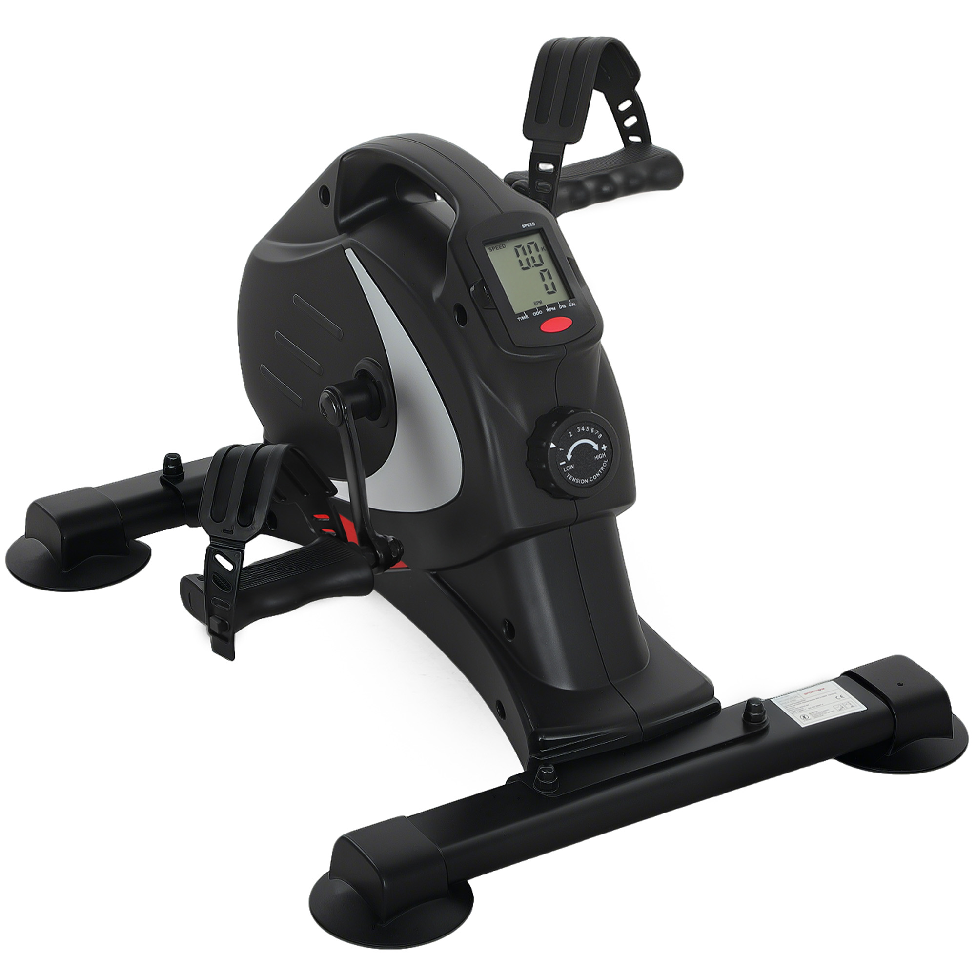 SPORTNOW Pedaltrainer leiser Mini Heimtrainer mit 8 Stufen Magnetwiderstand LCD-Display tragbar Beintrainer mit Anti-rutschmatte Senioren Arm- & Beintraining Pedal-Trainer für Zuhause Heim Schwarz   Aosom