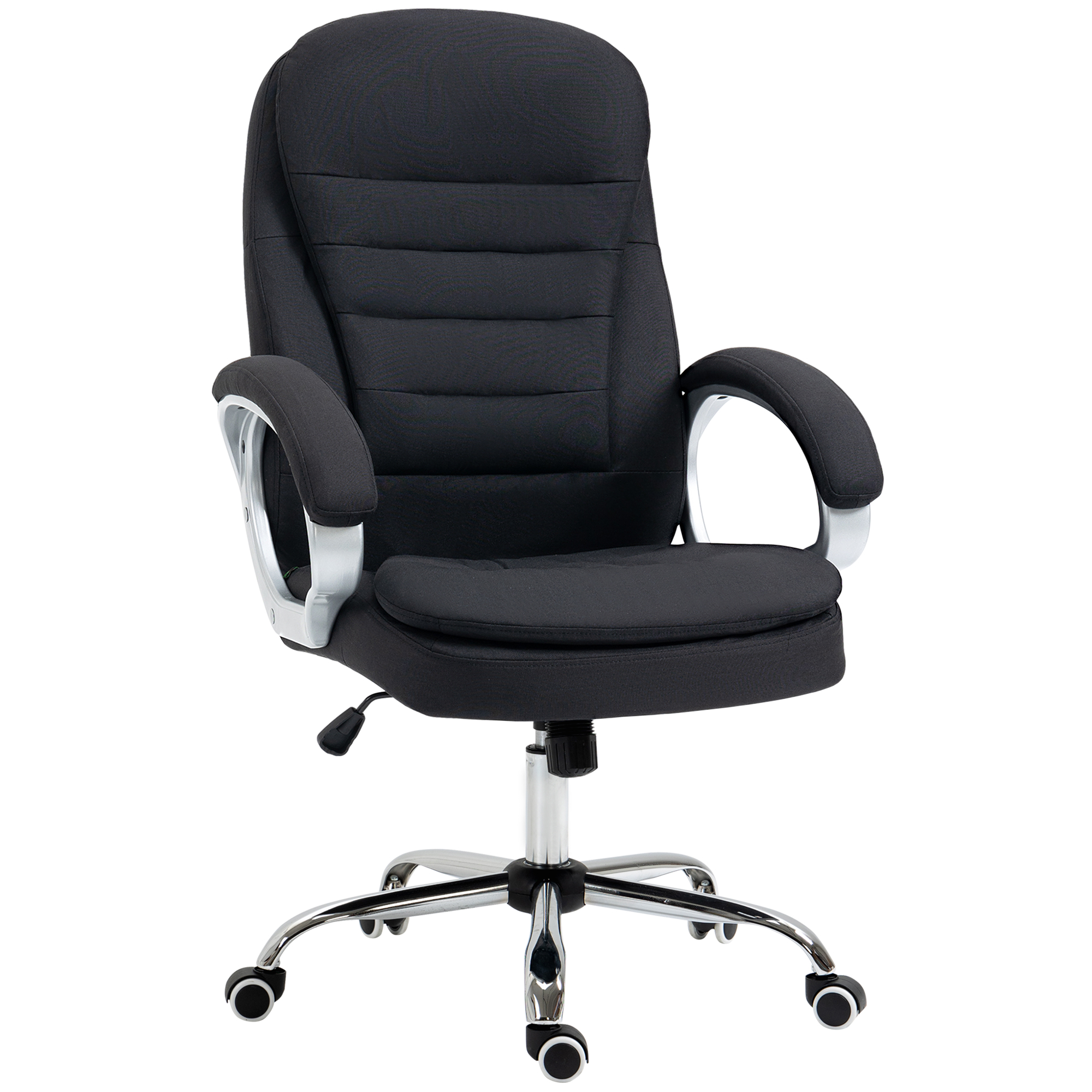 Vinsetto Bürosessel mit verstellbarer Armlehne, ergonomischer Schreibtischstuhl, Wippfunktion, höhenverstellbar, Schwarz, Leinen, 64x75x111-121 cm Aosom