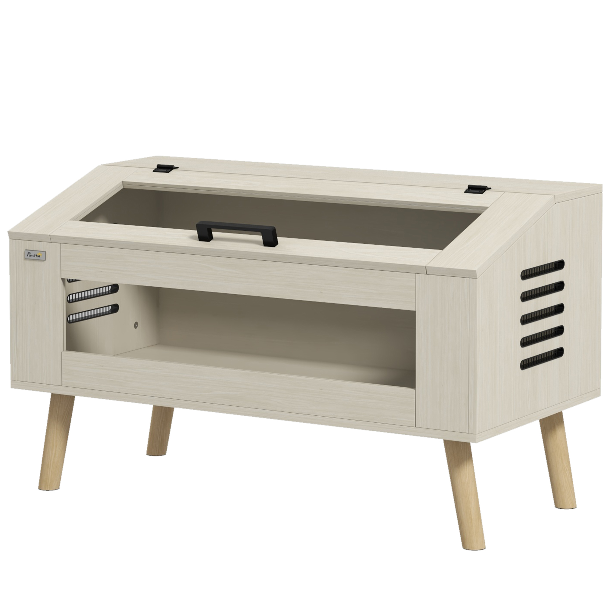 PawHut Terrarium für Reptilien, 140L Reptil Fütterungsbox mit gehärteten Glasfenstern, Deckel, Beine, Reptilienzuchtbox für Amphibien, Spinne, Eiche, 100 x 50 x 60 cm Aosom