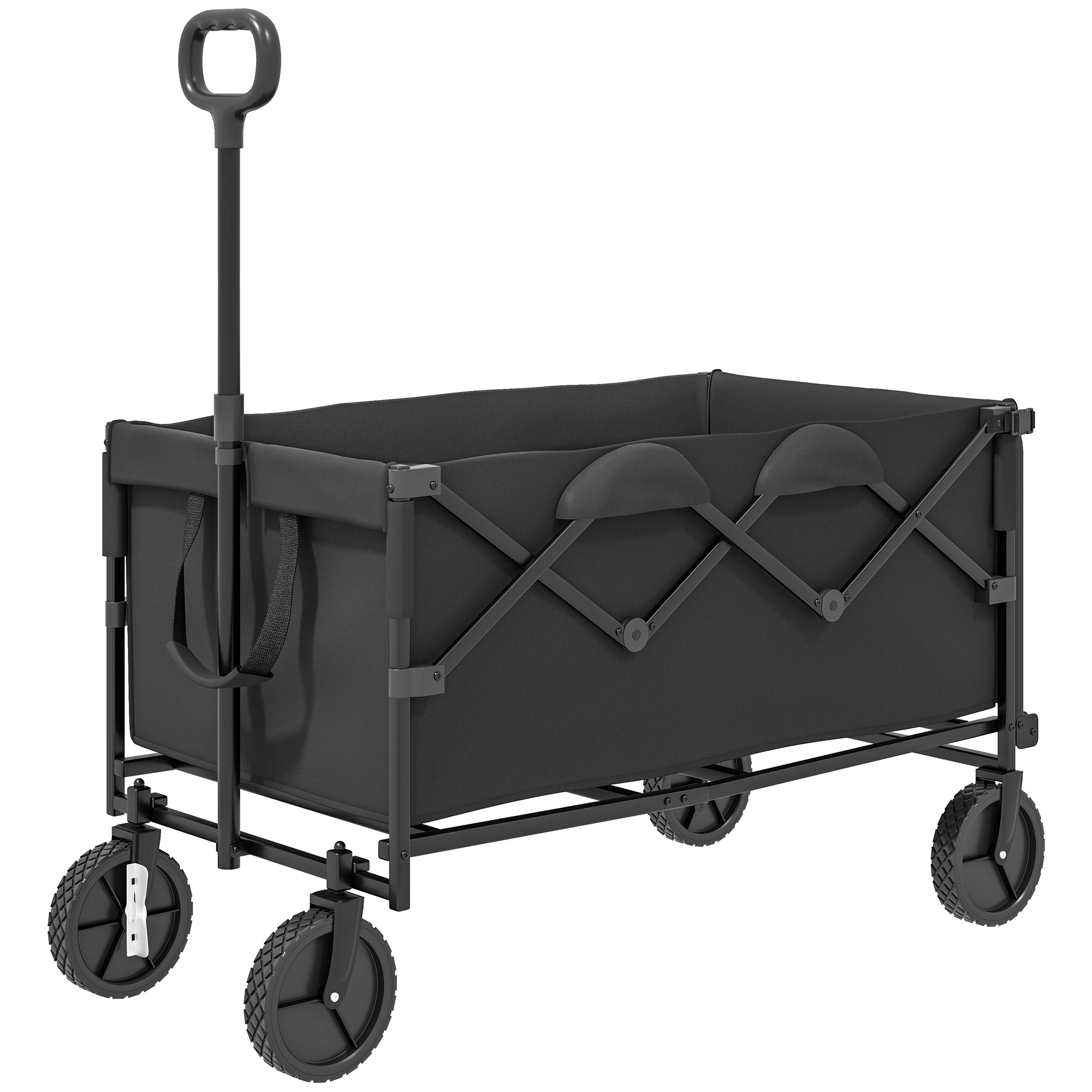 Outsunny Gartenwagen 100 kg belastbar klappbar Erweiterter Transportwagen mit herausnehmbare Plane Griff Rädern Bollerwagen Handwagen Gartenkarre 160 Liter Gerätewagen für Haus, Garten Schwarz Aosom