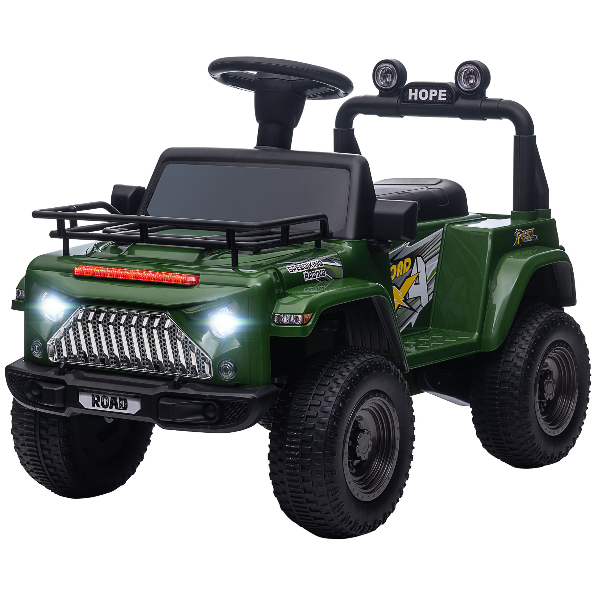 HOMCOM Quad Buggy Elektroauto 4x4 für Kinder 6 V mit Stauraum Geschwindigkeit 3 km/h LED-Scheinwerfer Hupe Musik 3-5 Jahre Grün   Aosom