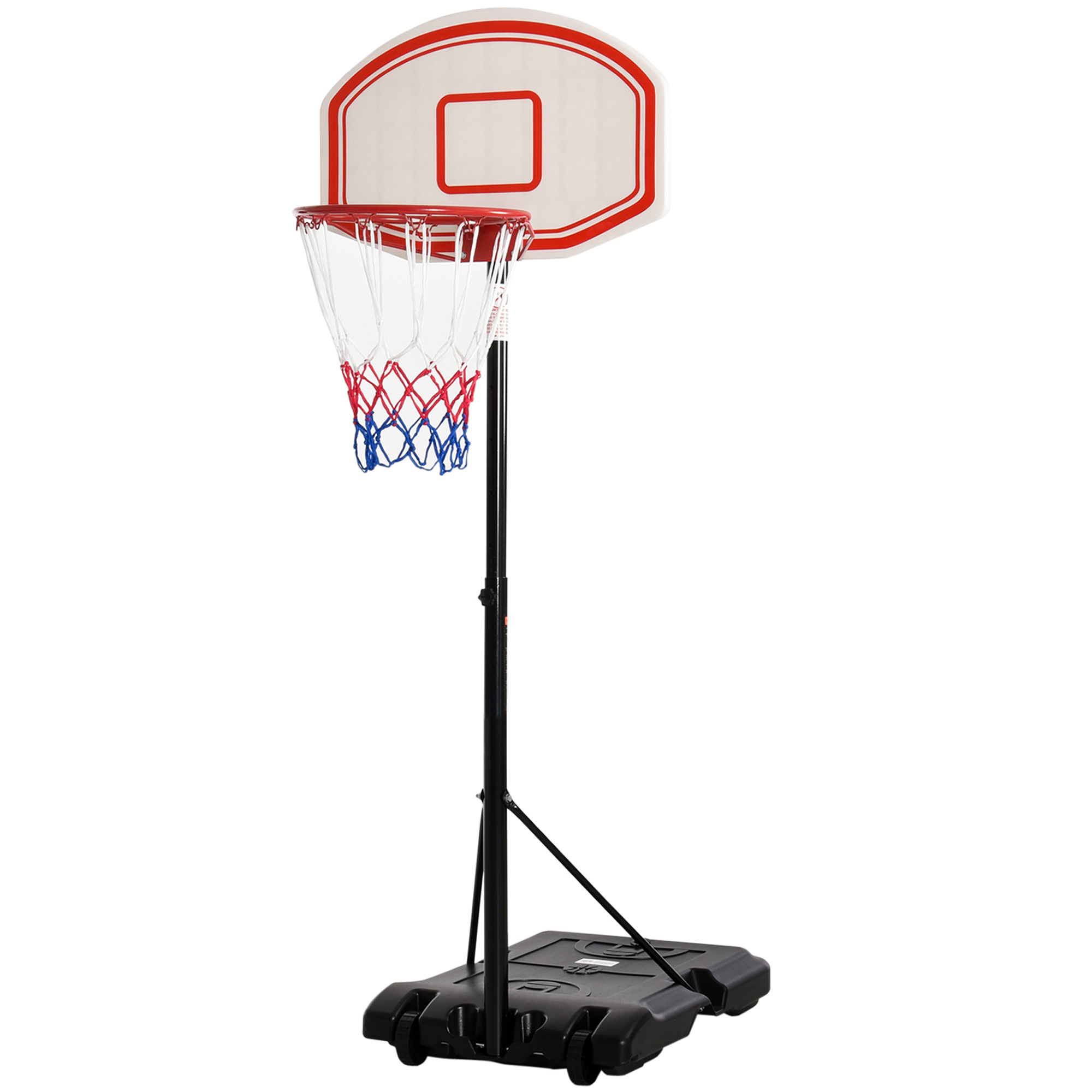 HOMCOM Outdoor Basketballkorb verstellbar tragbar Höhenverstellbarer Korb 212-250 cm Standfuß mit Rollen Metallpfosten schwarz weiß   Aosom