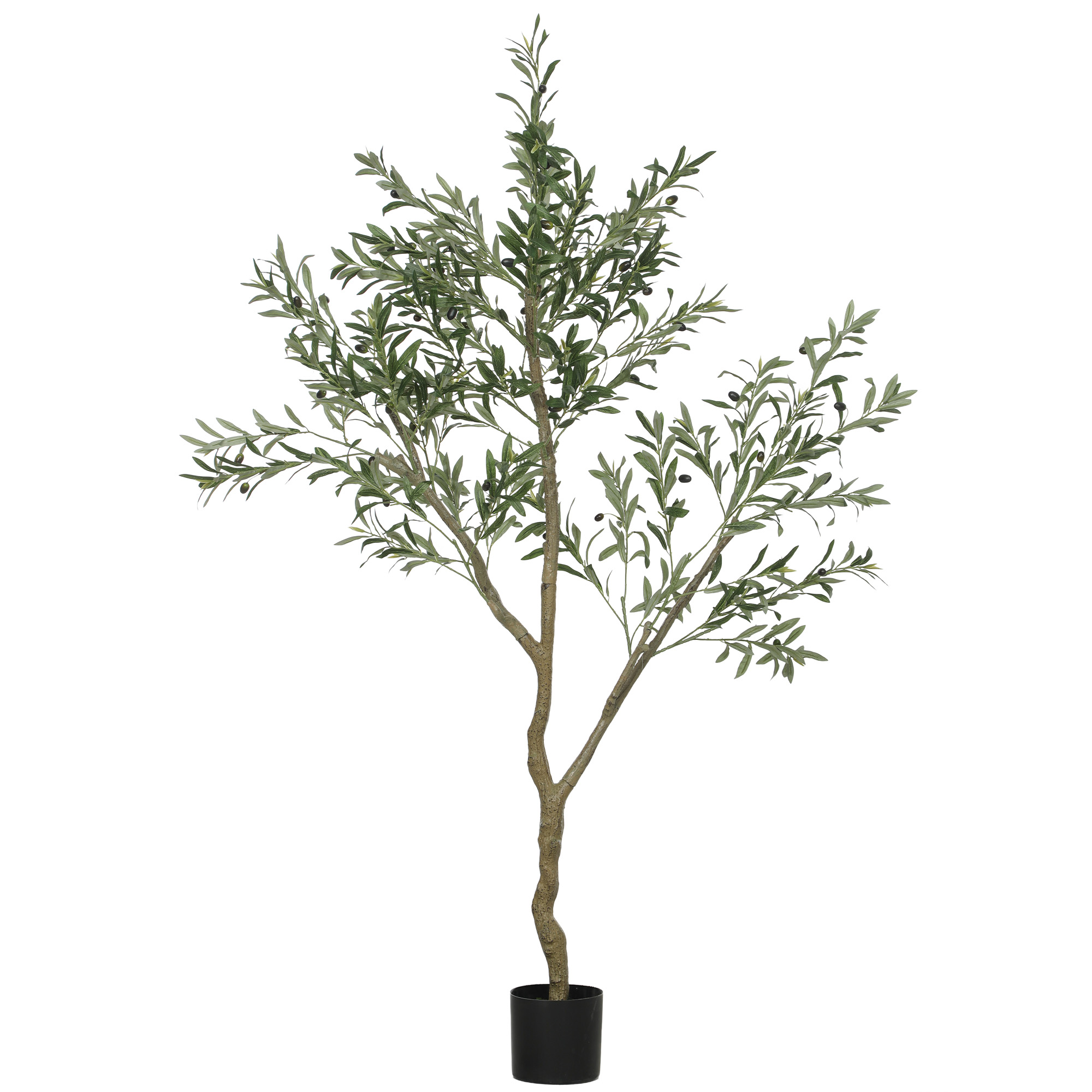 HOMCOM Künstlicher Olivenbaum groß 180 cm Kunstpflanze Künstliche Pflanzen Olivenbaum im Topf, Kunstbaum wie echt mit Kunstgras, Kunstmoos für Wohnzimmer Büro Schlafzimmer Garten   Aosom