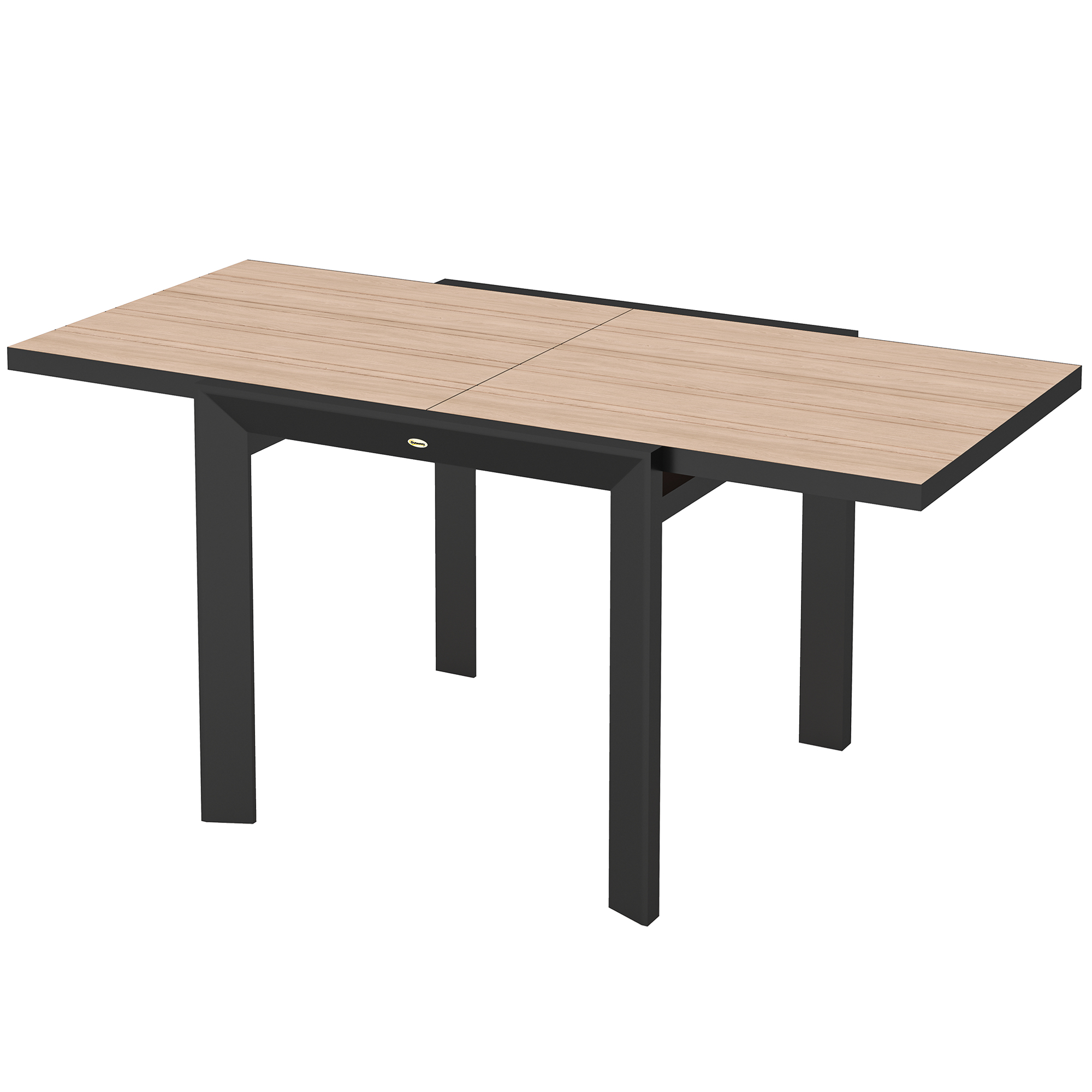 Outsunny Gartentisch Ausziehbarer Aluminium 80/160x80 cm Wetterfest Balkontisch rutschfest Buffettisch Campingtisch für 6 Personen Terrassentisch Outdoor Esstisch für Garten, Terrasse Balkon Naturholz   Aosom