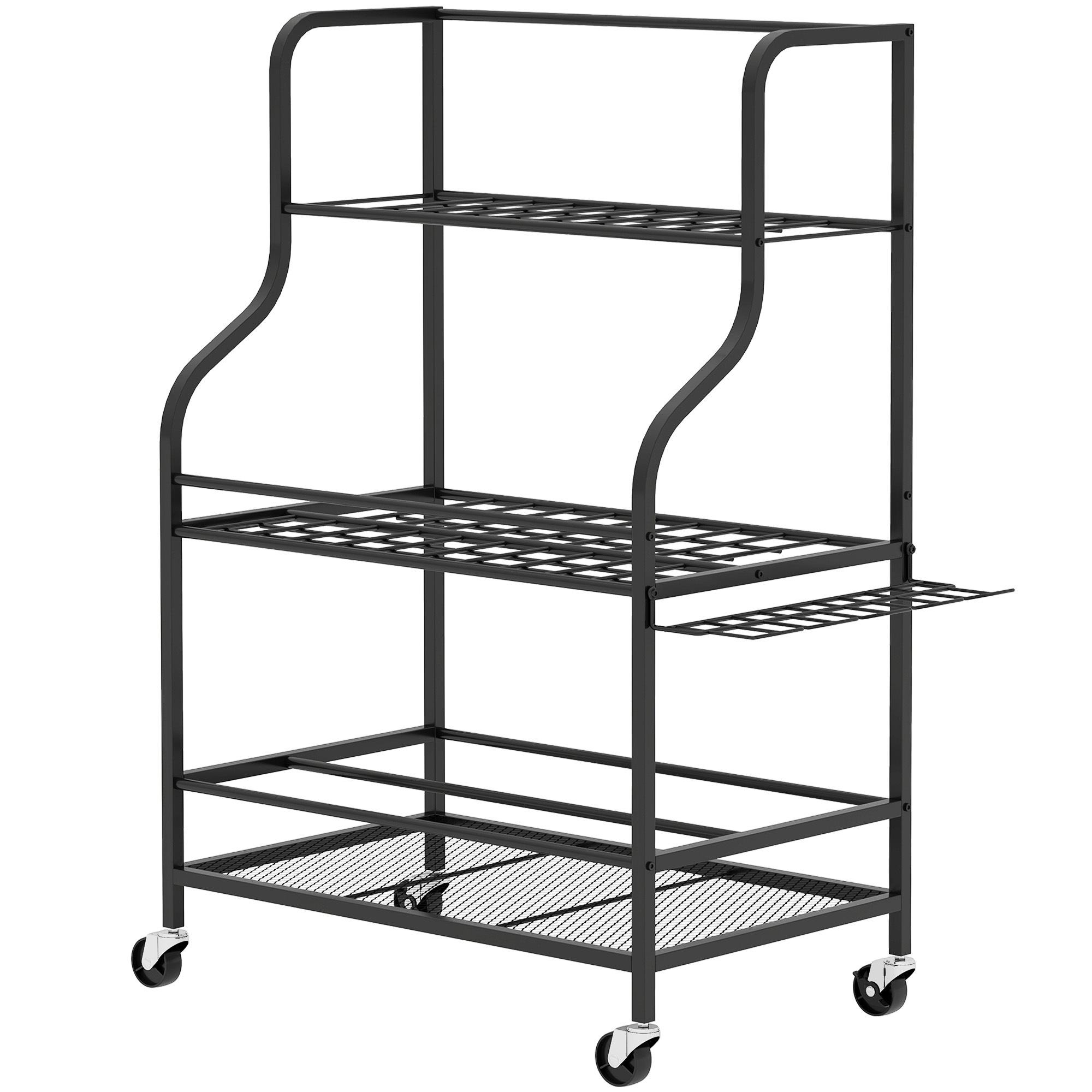 Outsunny Gartenwerkzeug-Organizer 3-stufig Gartengeräte Ständer mit Haken Gartenwerkzeugständer bis 40 kg belast Gerätehalter Mehrzweck Besenhalter für Garage, Schuppen, 77x40x97cm Schwarz   Aosom