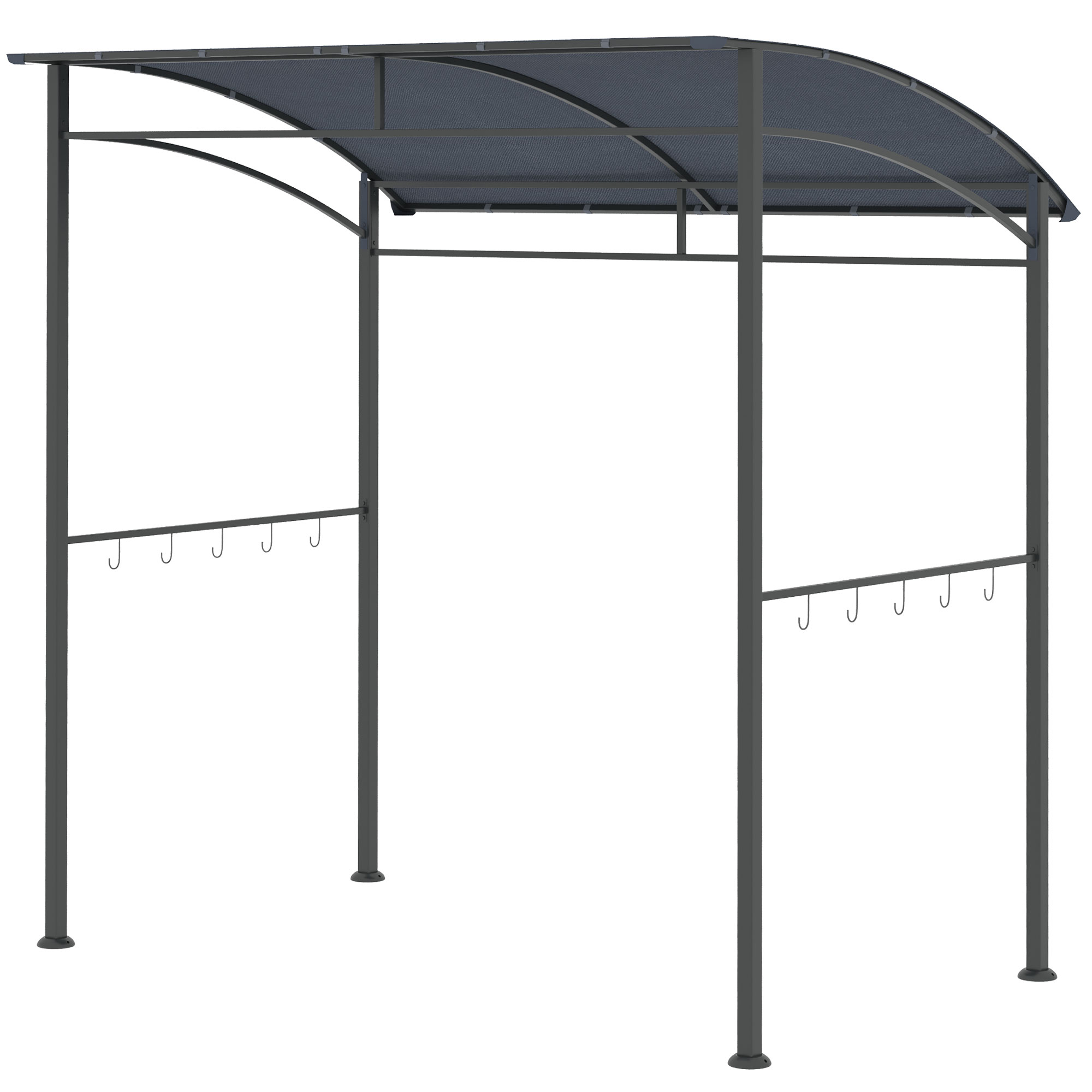 Outsunny Grillpavillon 215 x 150 x 220 cm Wasserabweisend Gartenpavillon mit Gebogendach, Gartenlauben mit Haken, BBQ Pavillon, Gartenzelt Grillzelt Partyzelt für Garten Party Picknick BBQ, Grau   Aosom