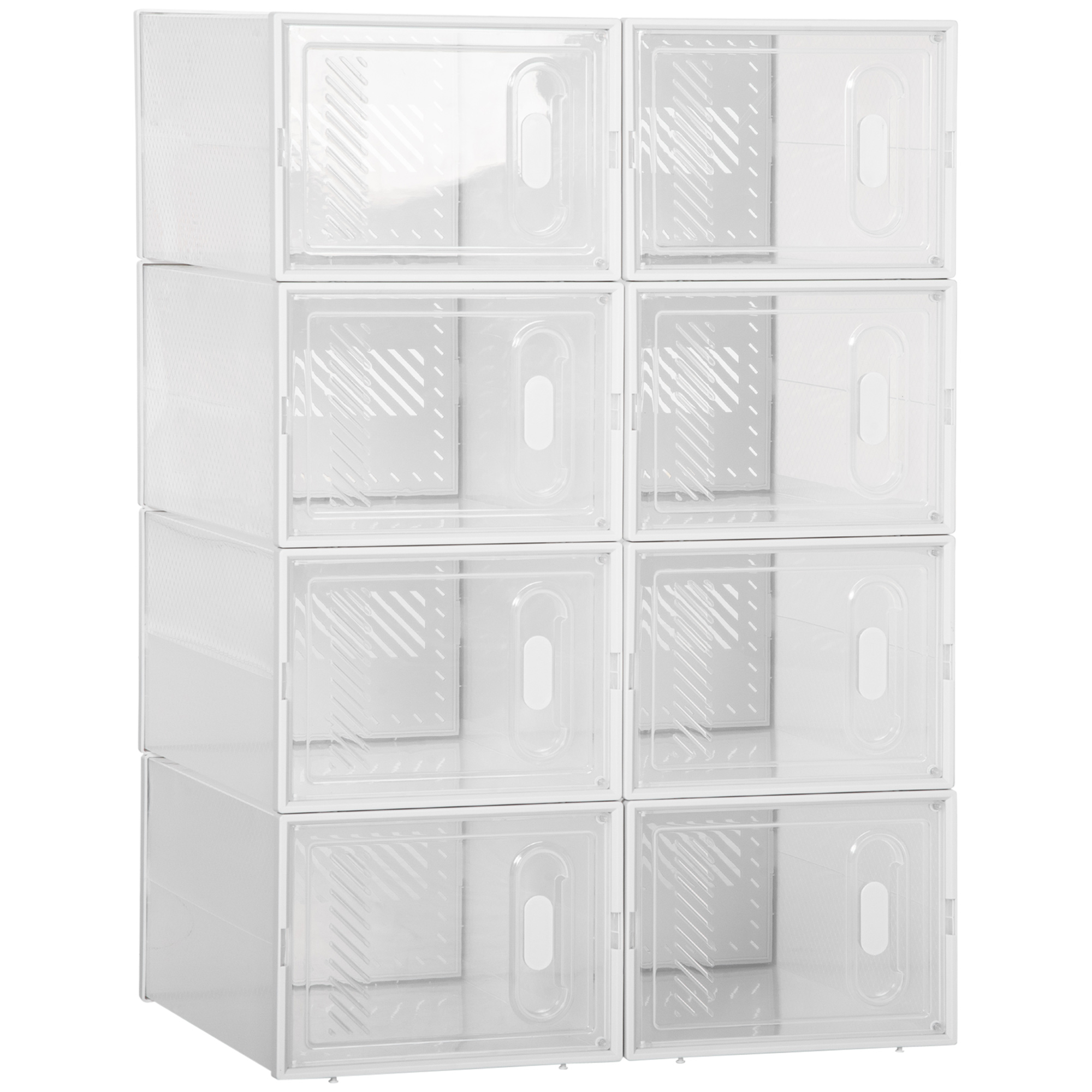 HOMCOM Schuhschrank  DIY Steckregal mit 8 Fächern, rechteckige Schuhablage, Kunststoff, Transparent, 25x35x19cm  Aosom