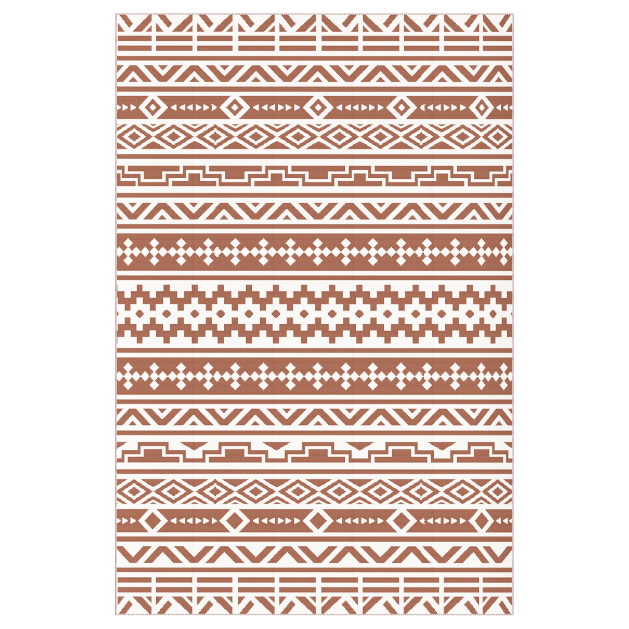 Outsunny Outdoor Wendeteppich 1,8 x 2,7 m, wetterfester Bodenteppich mit geometrischem Wandmuster aus PP, inkl. Transporttasche, Outdoor Teppich Terrasse, Rot und Weiß   Aosom